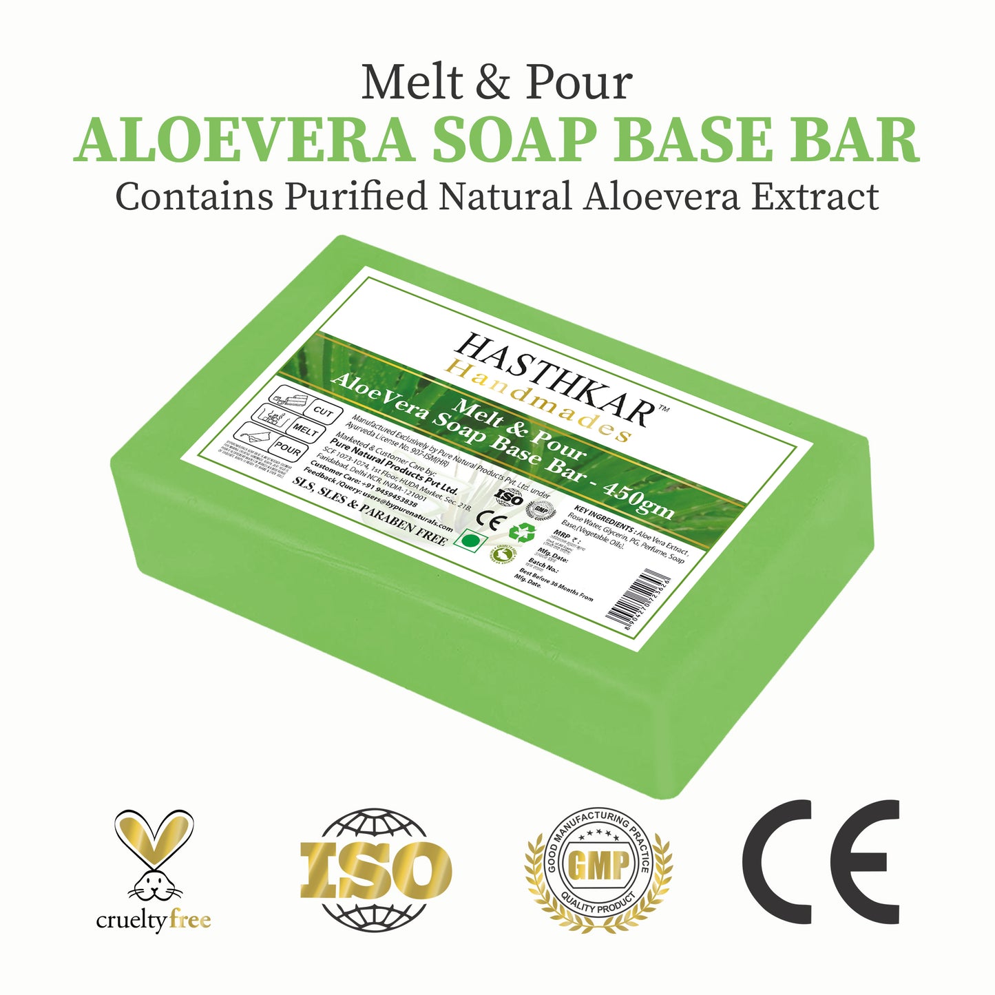 Aloevera SLS Paraben Free Soap base (pack of 2) 450gm