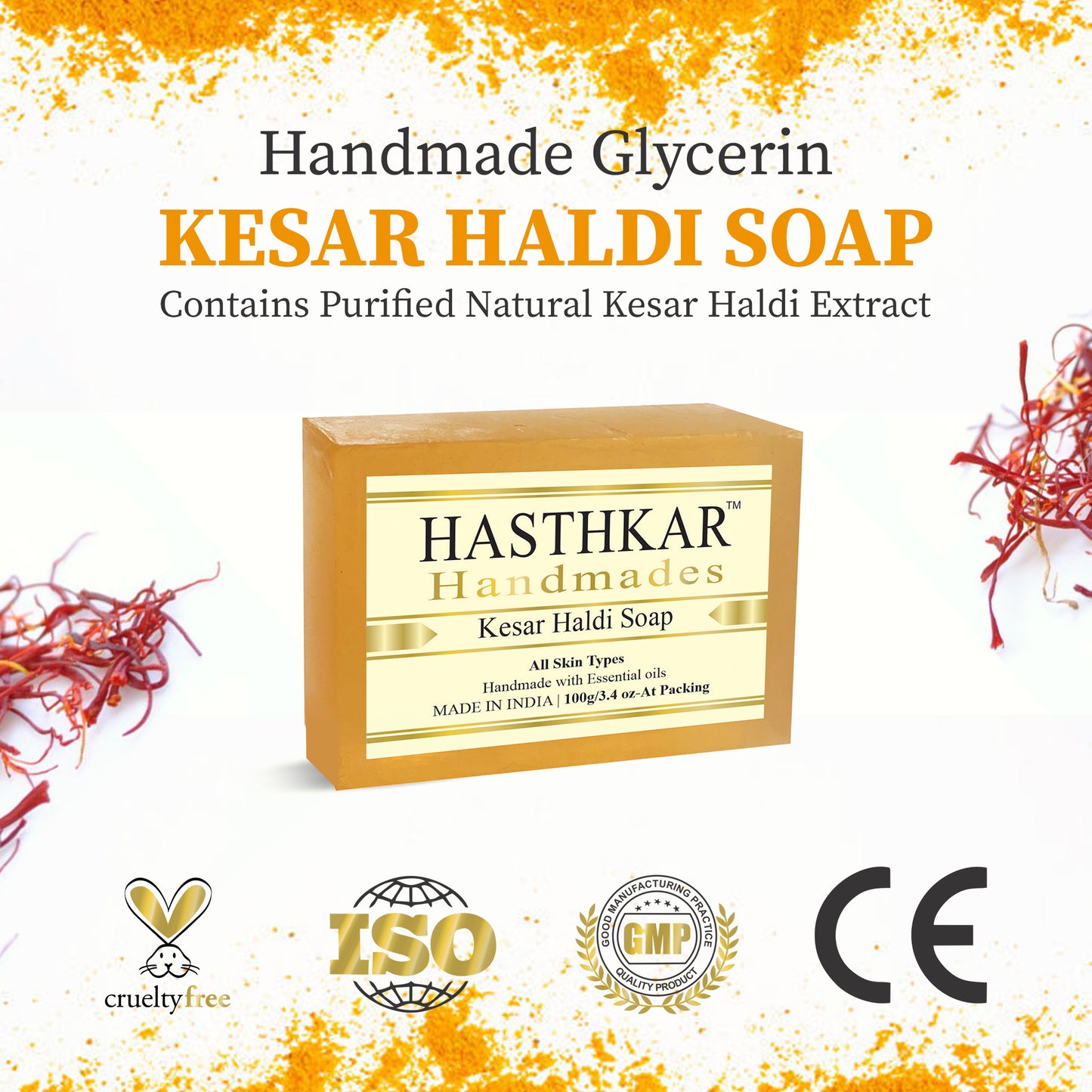 Glycerin Kesar haldi Soap 100gm Pack of 2