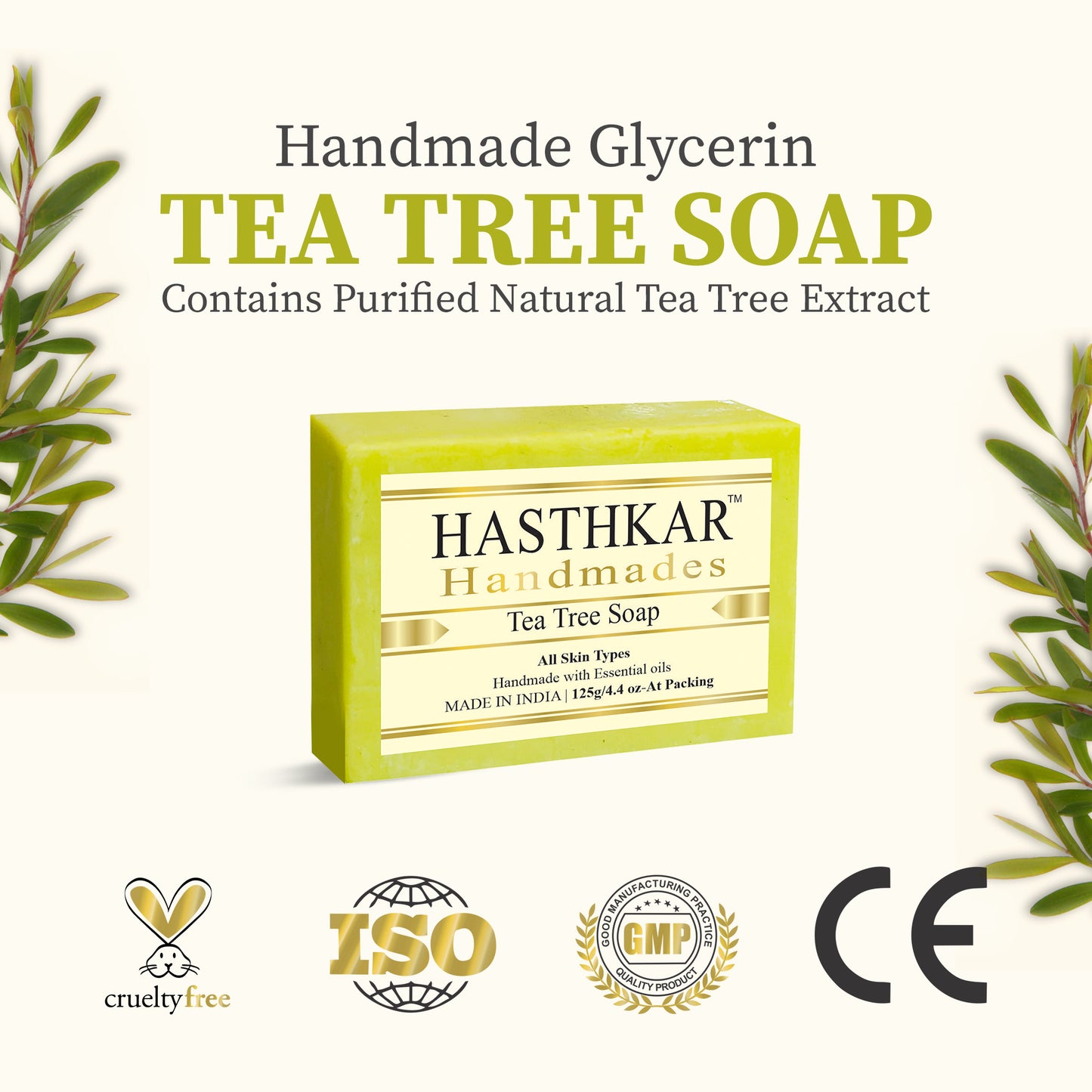 Hasthkar Handmades Glycerine Tea tree Soap 125gm Pack of 6