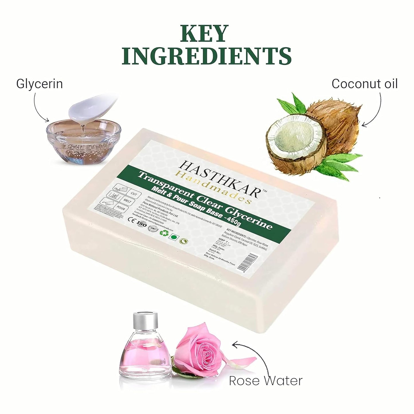 Glycerin Transparent Ultra Clear Pour & Melt Soap Base 450gm Pack of 2