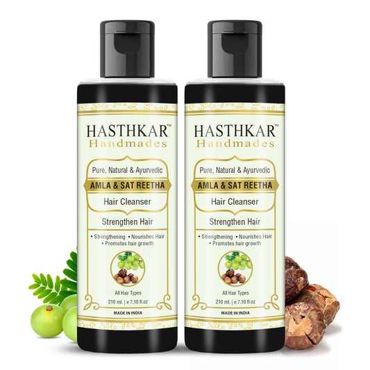 Hasthkar Handmade Hair Nurishment & Shiny Hair Shampoo with Amla and Sat Reetha - 210ml Pack of 2