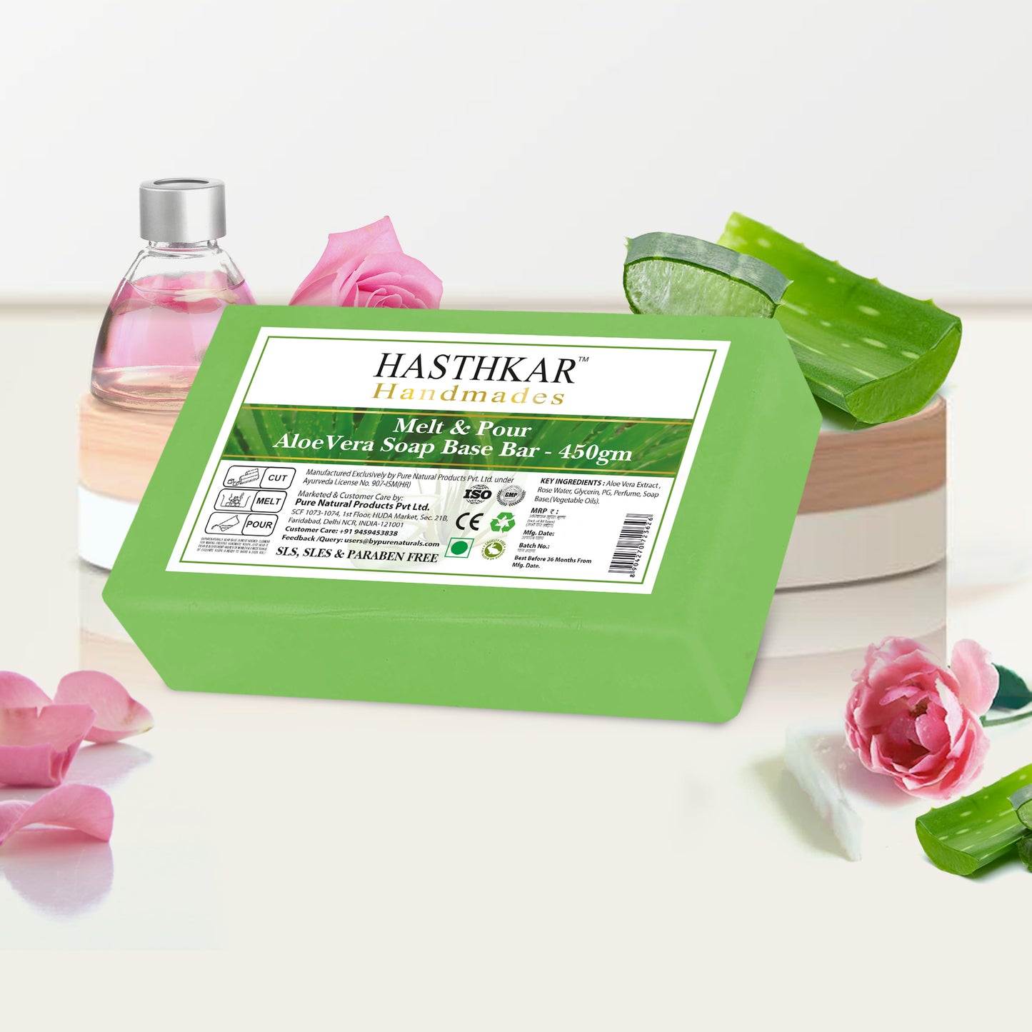 Hasthkar Handmades Aloevera SLS Paraben Free Soap base 450gm