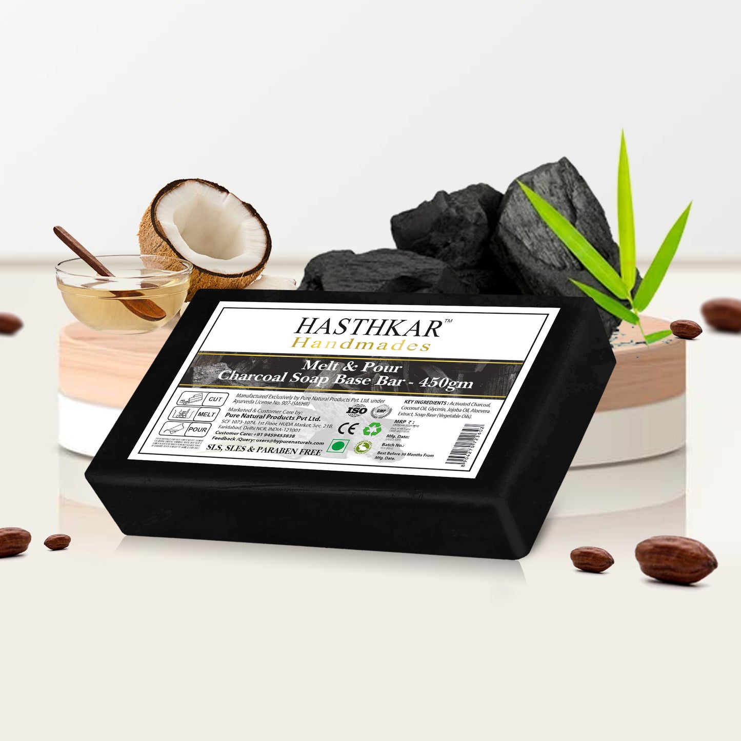 Charcoal SLS Paraben Free Soap base (pack of 2) 450gm