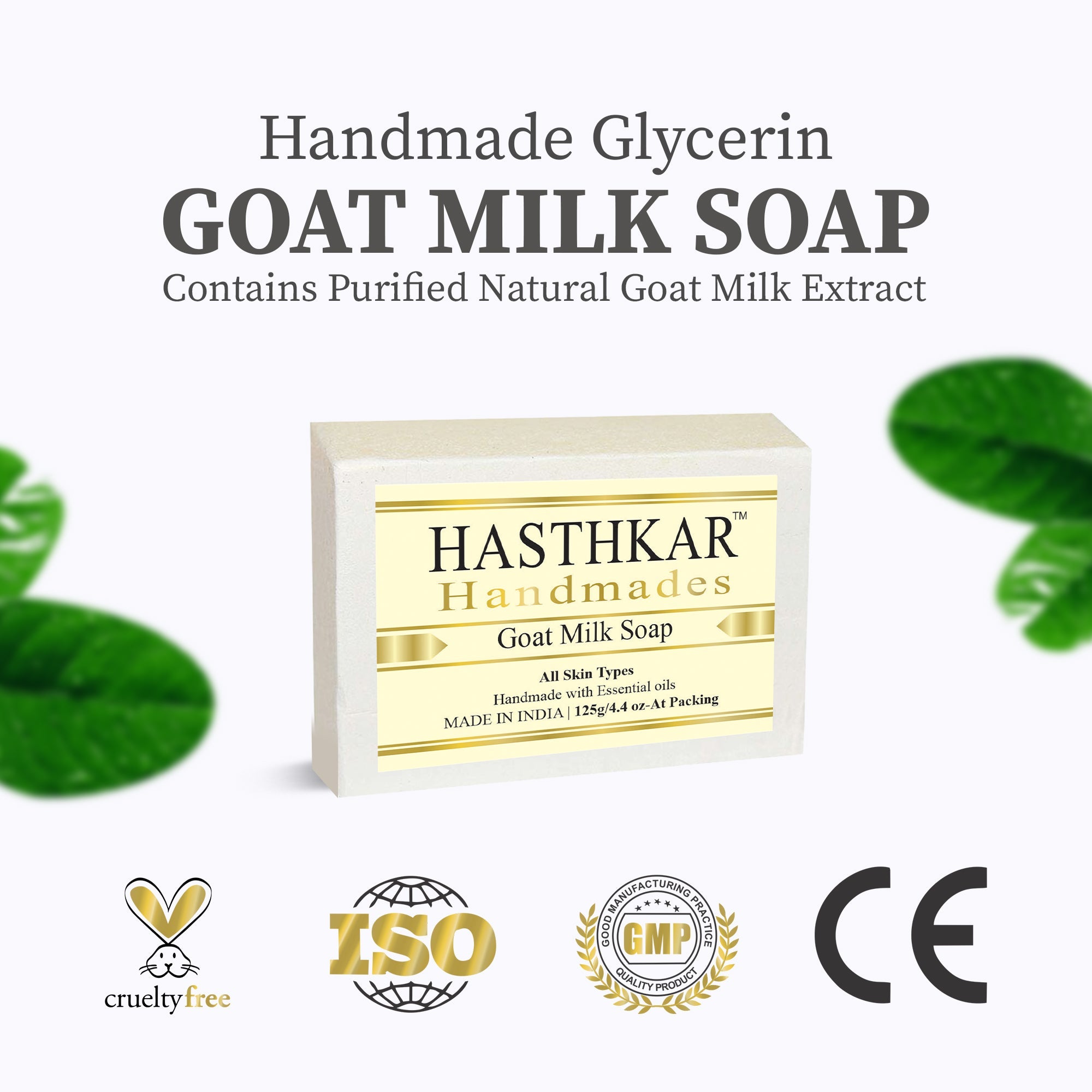 Glycerin Goat Milk Soap For Gentle Cleanser | Rich In Nutrients | Improve Dry Skin | Natural Exfoliant | Supports A Healthy Skin Microbiome | May Prevent Acne - 125Gm