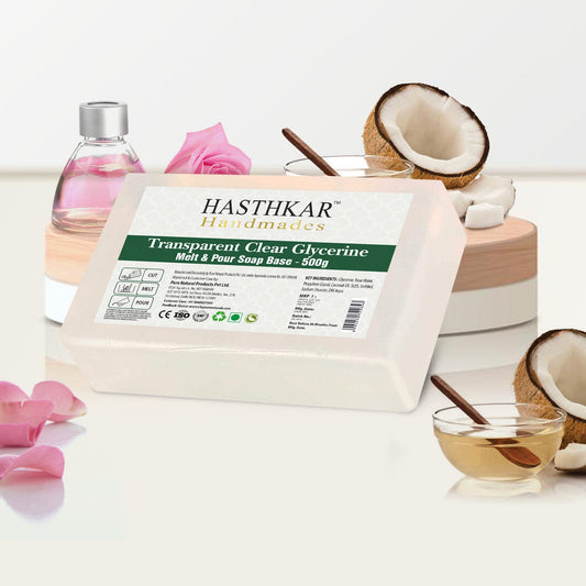 Hasthkar Handmades Transparent Ultra Clear Glycerine Pour & Melt Soap Base 500 Grams | Paraben Free | 100%  Glycerine Bath Soap | For Men and Women