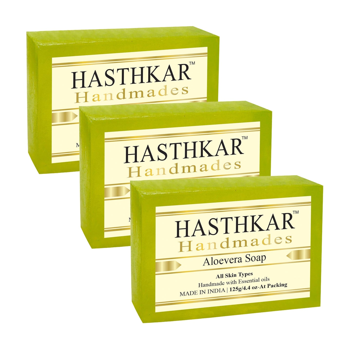 Hasthkar Handmades Glycerine Aloevera Soap 125gm PACK OF 3