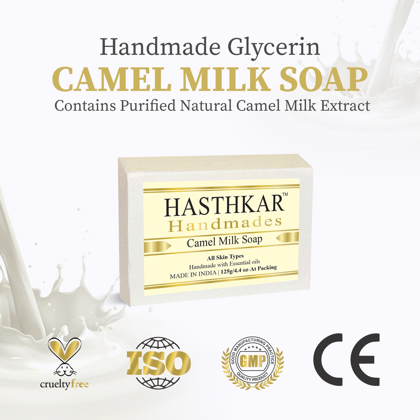 Hasthkar Handmades Glycerine Camel milk Soap 125gm Pack of 6