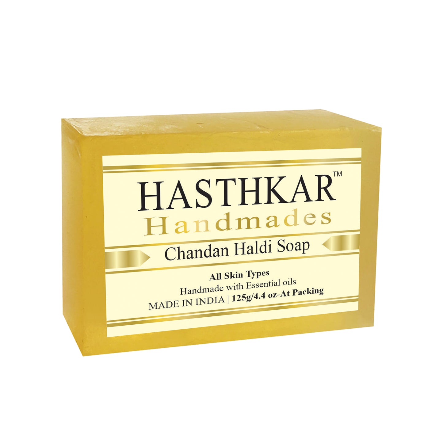 Hasthkar Handmades Glycerine Chandan haldi Soap 125gm Pack of 5
