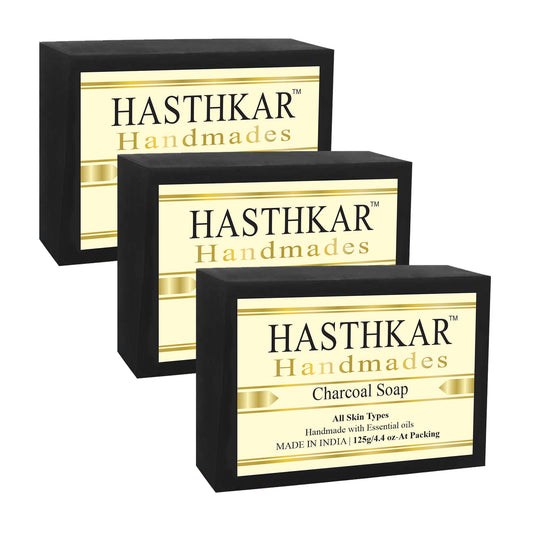 Hasthkar Handmades Glycerine Charcoal Soap 125gm PACK OF 3