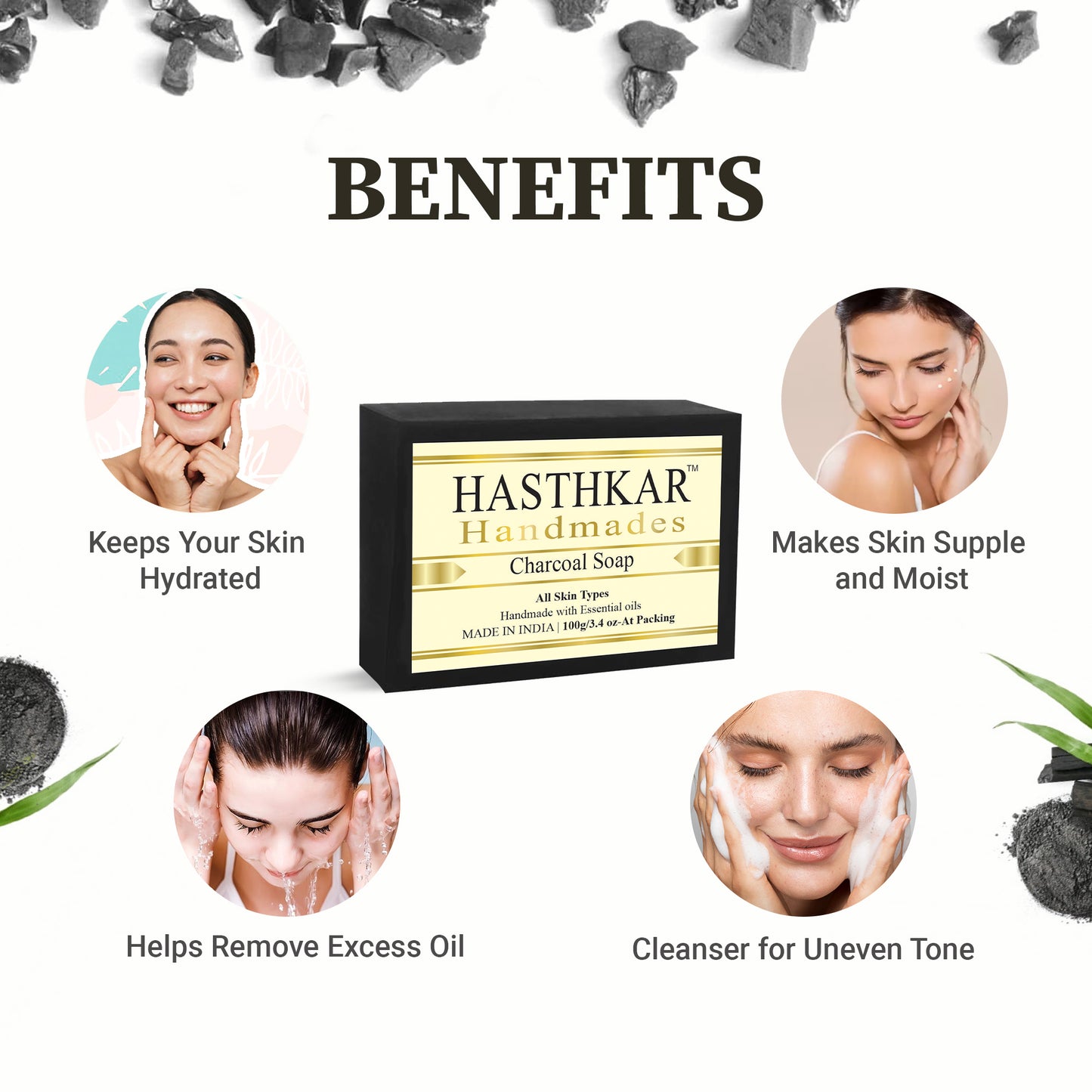 Glycerin Charcoal Soap 100gm Pack of 5