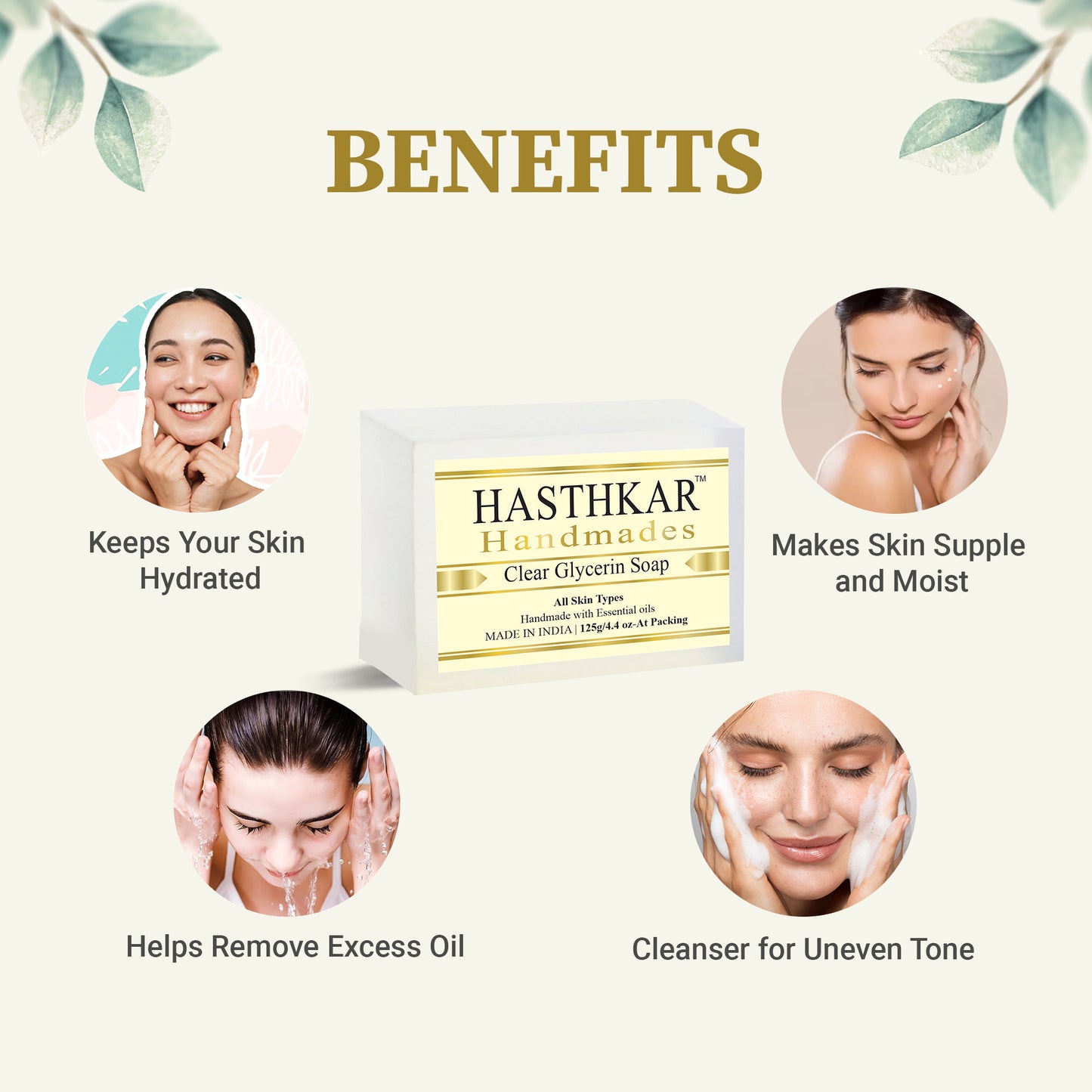 Handmades Clear glycerin Soap 125gm Pack of 4