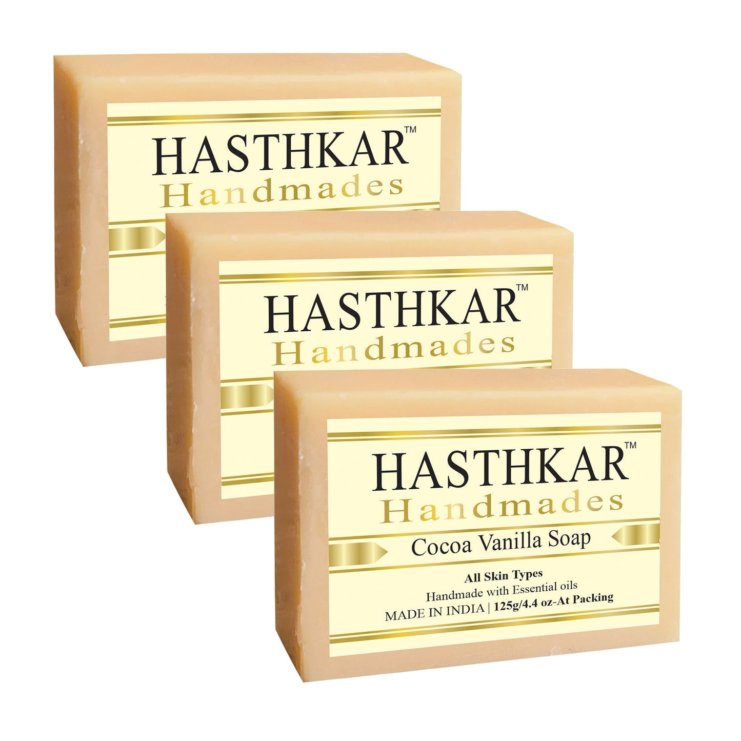 Hasthkar Handmades Glycerine Cocoa vanila Soap 125gm PACK OF 3
