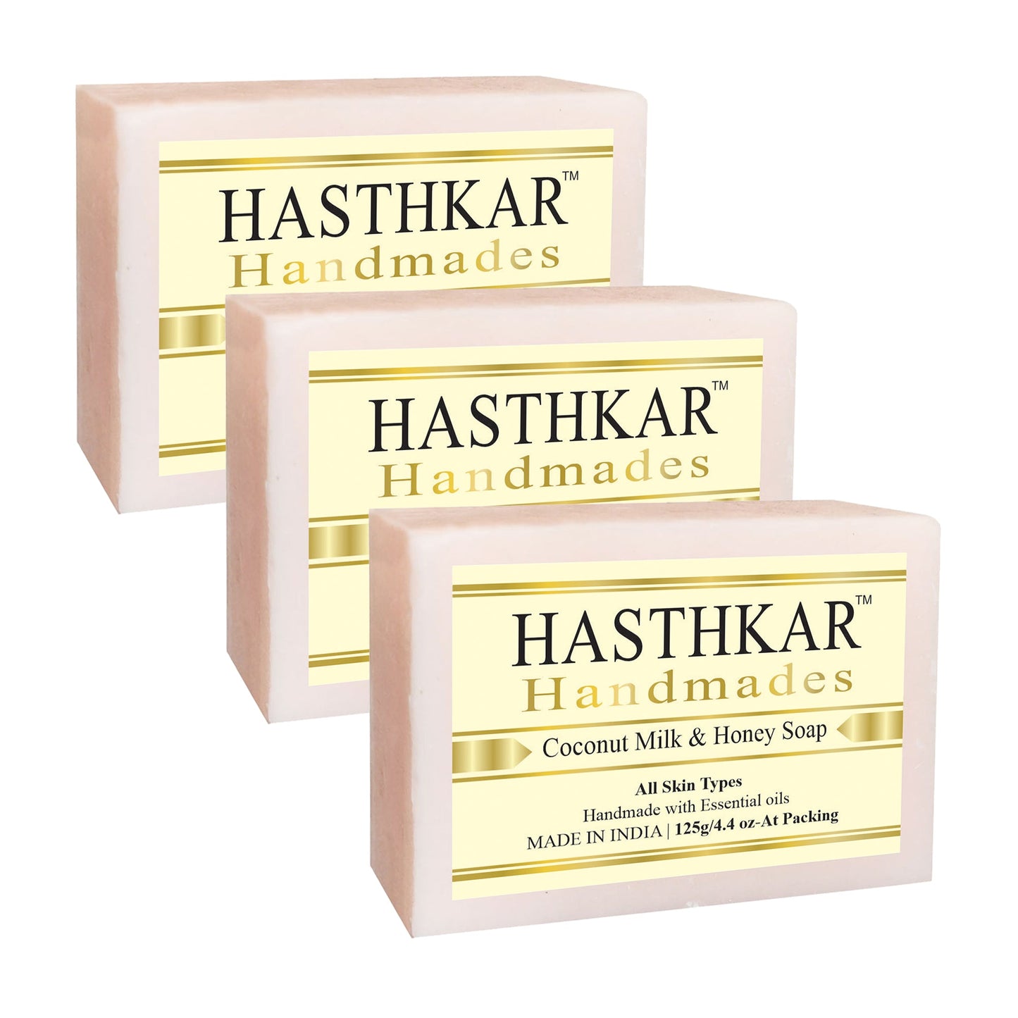 Hasthkar Handmades Glycerine Coconut milk & honey Soap 125gm PACK OF 3
