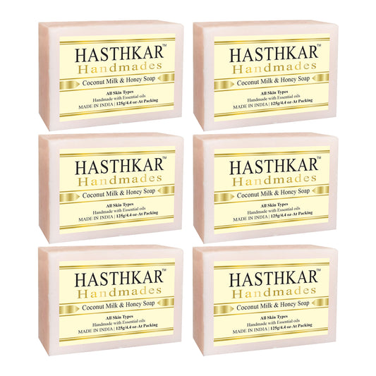 Hasthkar Handmades Glycerine Coconut milk & honey Soap 125gm Pack of 6