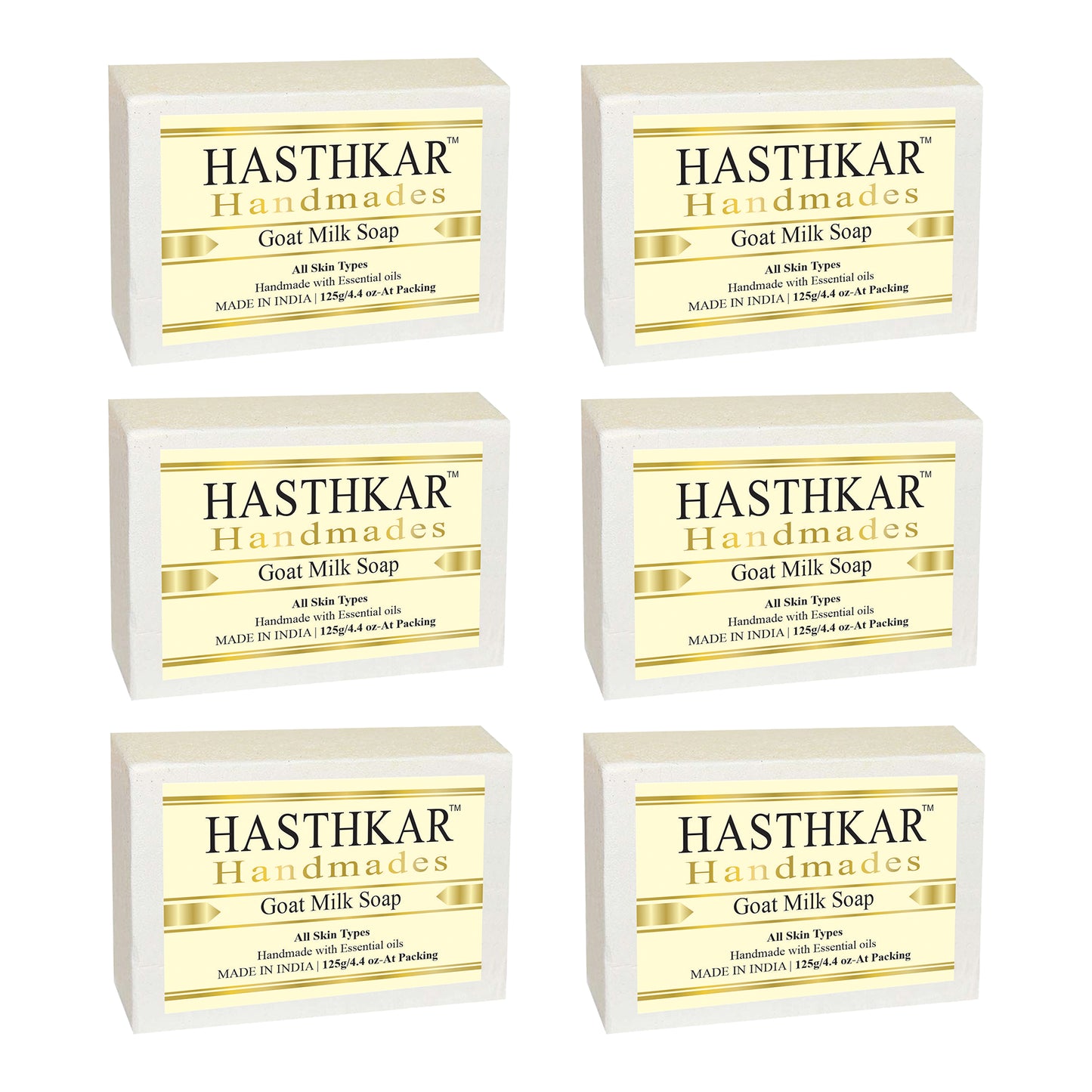 Hasthkar Handmades Glycerine Goat milk Soap 125gm Pack of 6