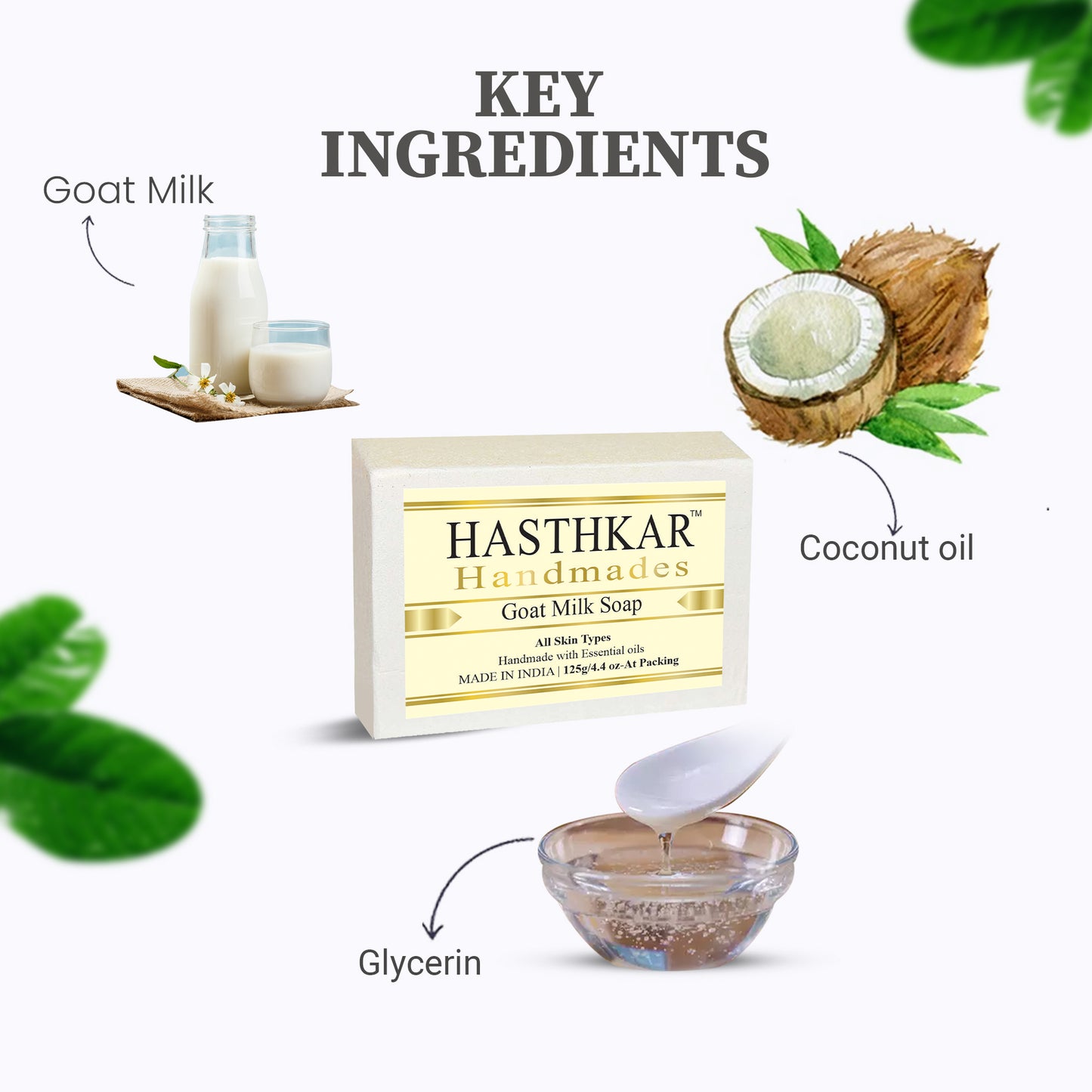 Hasthkar Handmades Glycerine Goat milk Soap 125gm Pack of 2