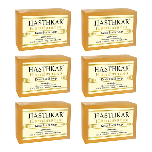 Hasthkar Handmades Glycerine Kesar haldi Soap 100gm Pack of 6
