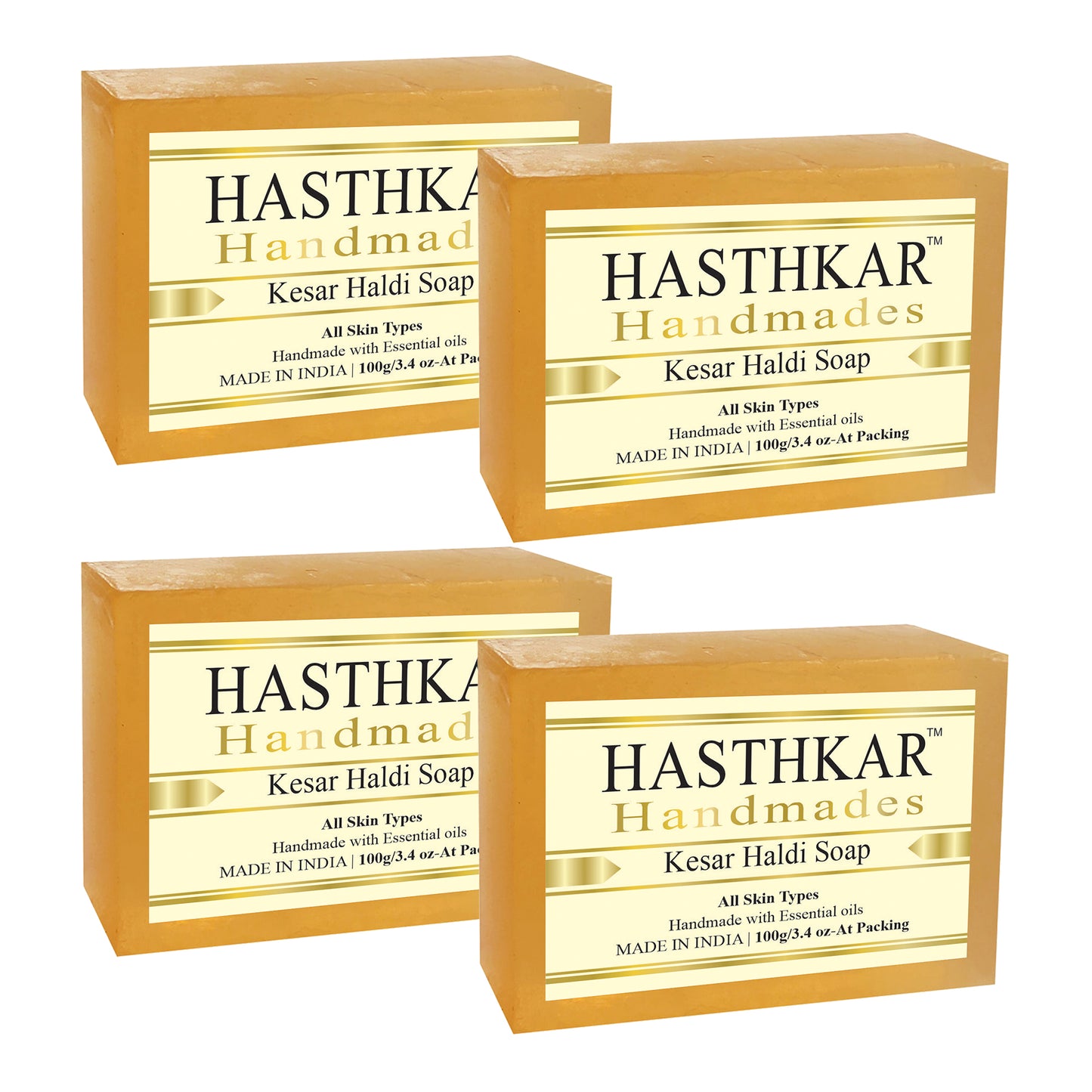 Hasthkar Handmades Glycerine Kesar haldi Soap 100gm Pack of 4