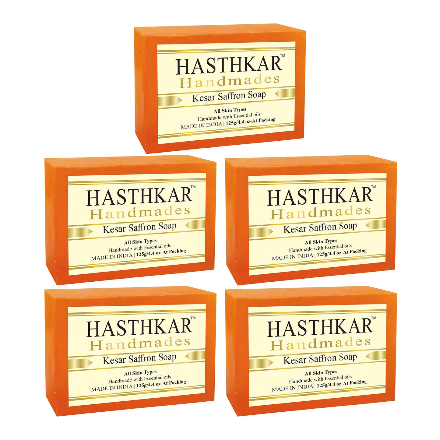 Hasthkar Handmades Glycerine kesar saffron Soap 125gm Pack of 5