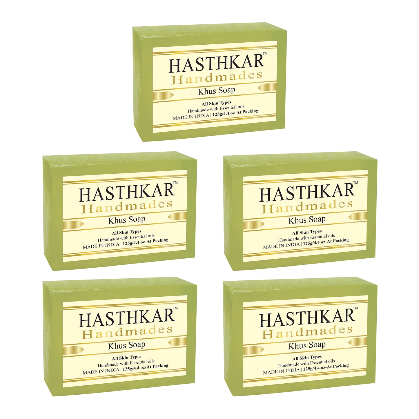 Hasthkar Handmades Glycerine Khus Soap 125gm Pack of 5