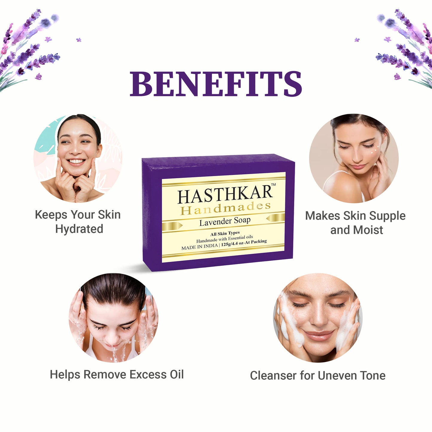 Glycerin Lavender Soap 125gm Pack of 4