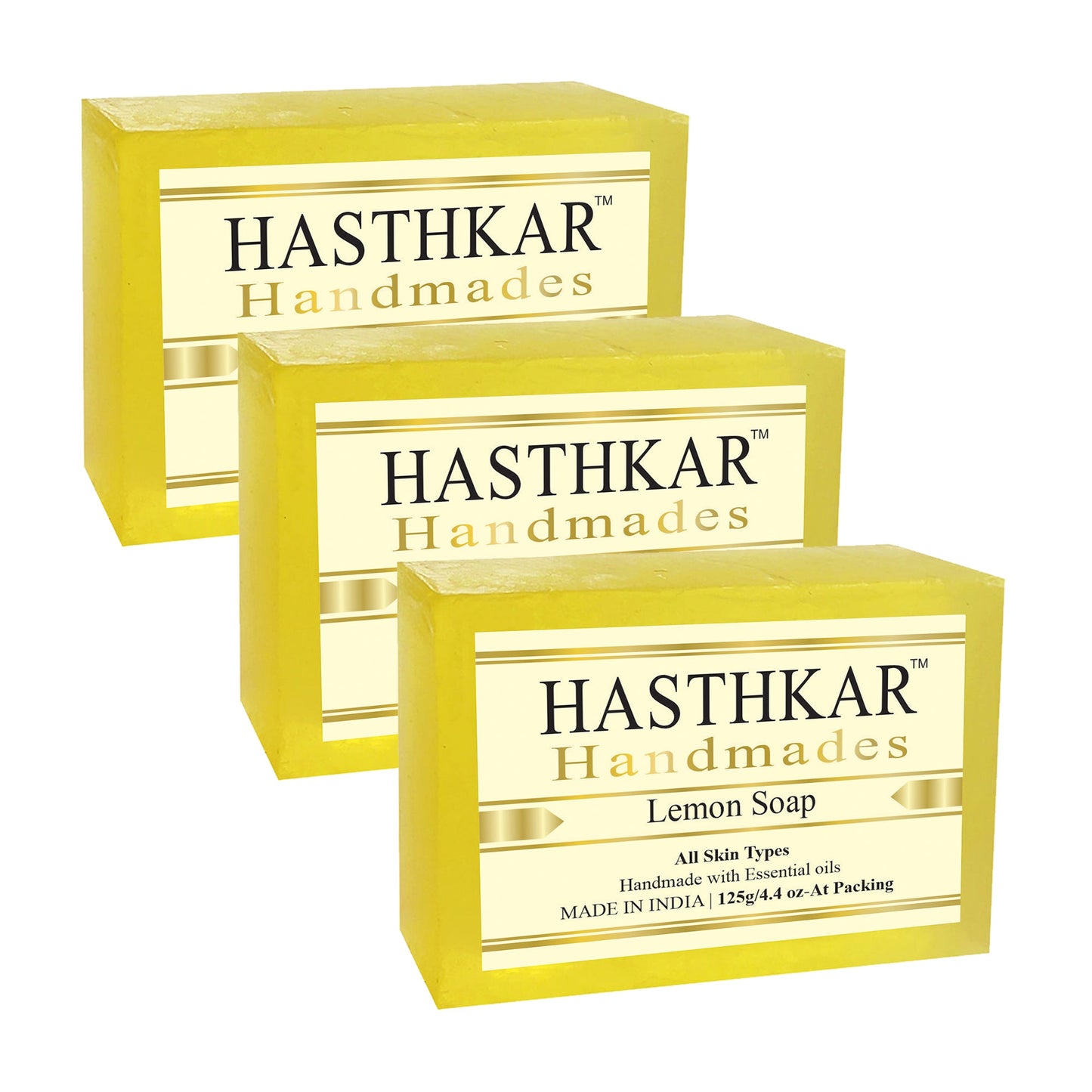 Hasthkar Handmades Glycerine Lemon Soap 125gm PACK OF 3