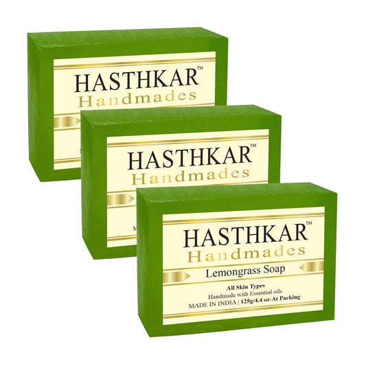 Hasthkar Handmades Glycerine Lemon grass Soap 125gm PACK OF 3