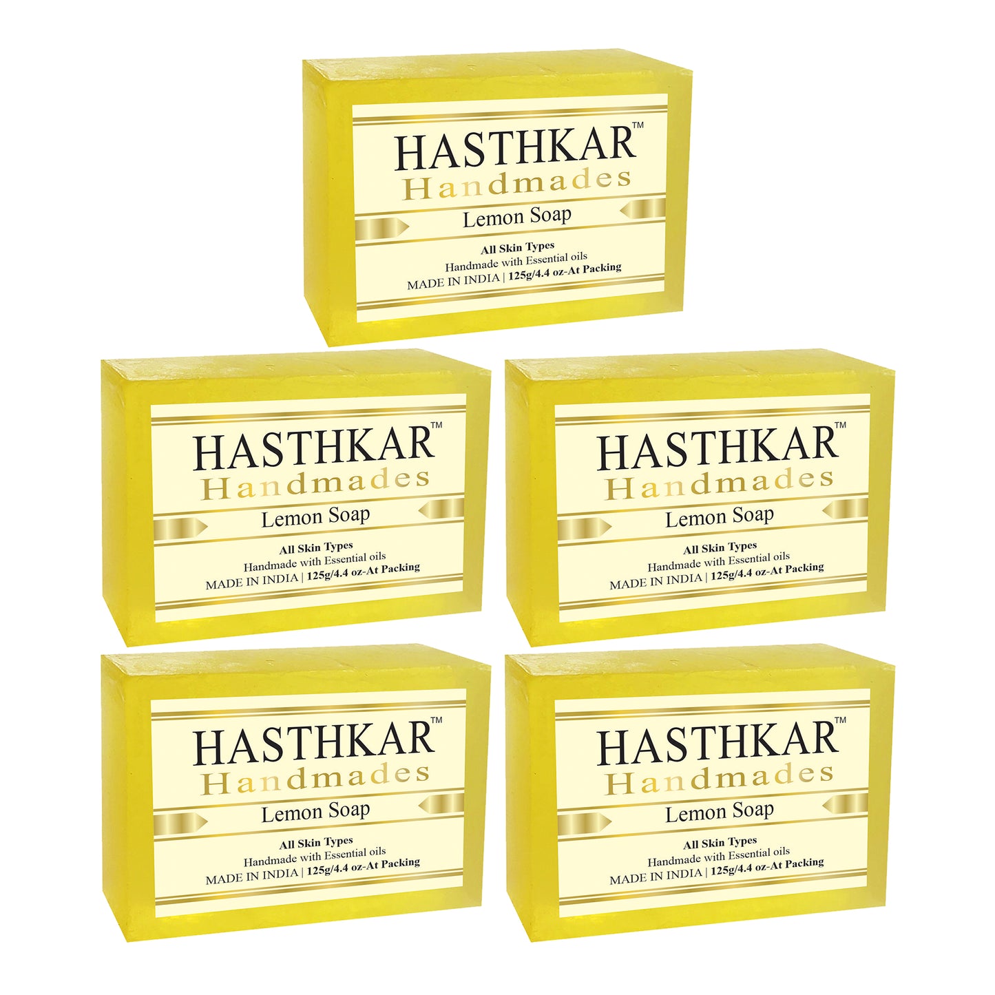 Hasthkar Handmades Glycerine Lemon Soap 125gm Pack of 5