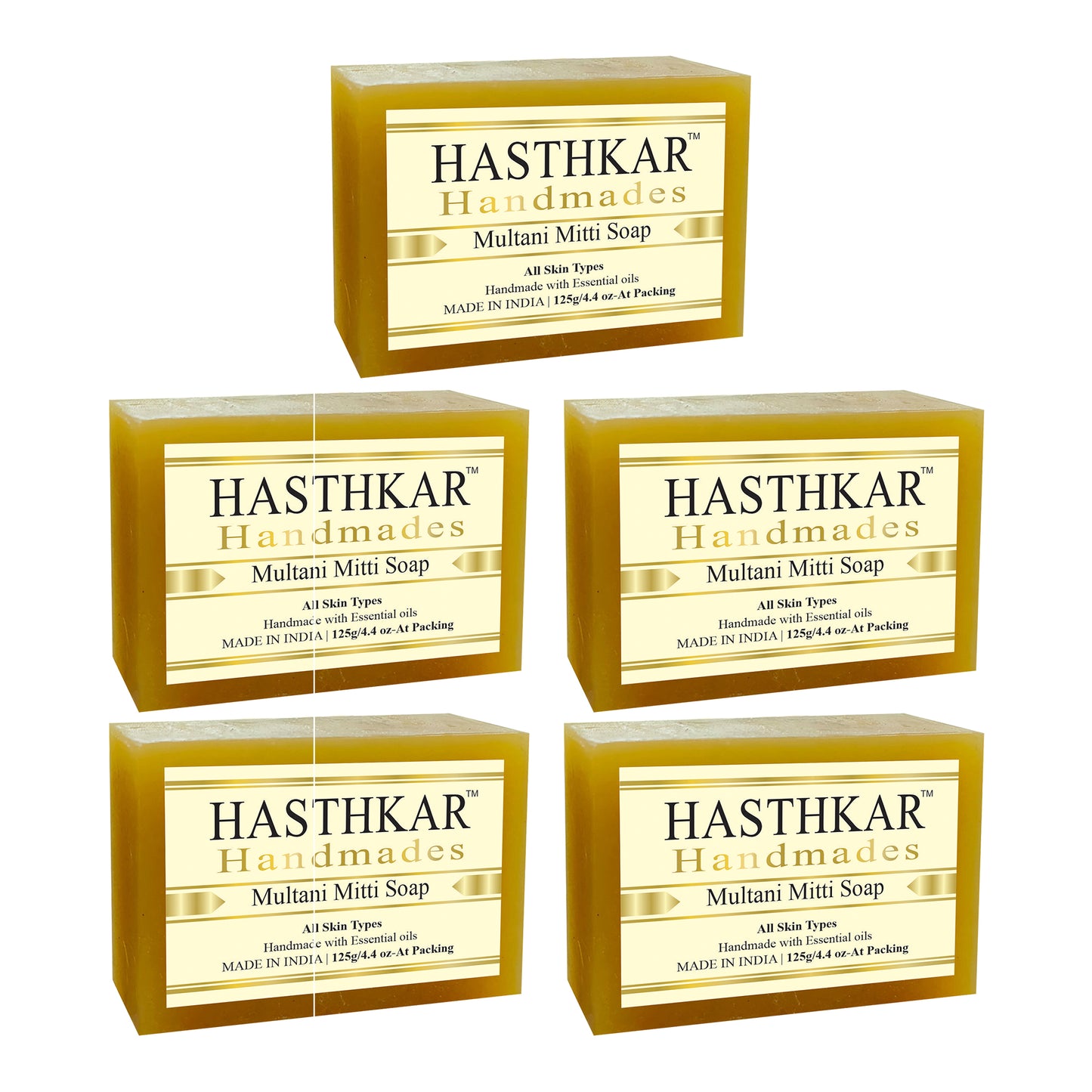 Hasthkar Handmades Glycerine Multani Mitti Soap 125gm Pack of 5
