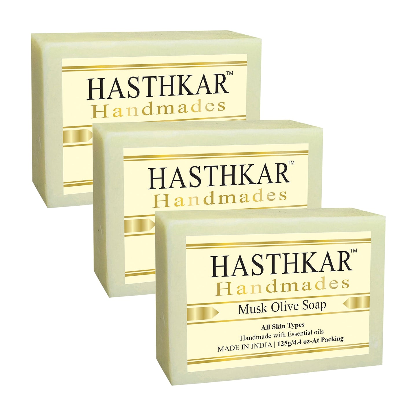 Hasthkar Handmades Glycerine Musk olive Soap 125gm PACK OF 3