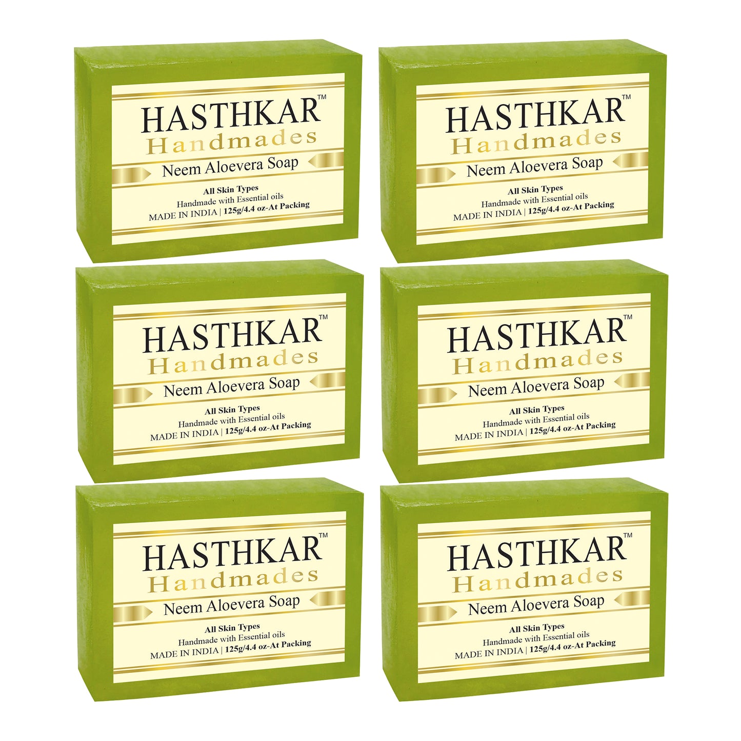 Hasthkar Handmades Glycerine Neem aloevera Soap 125gm Pack of 6