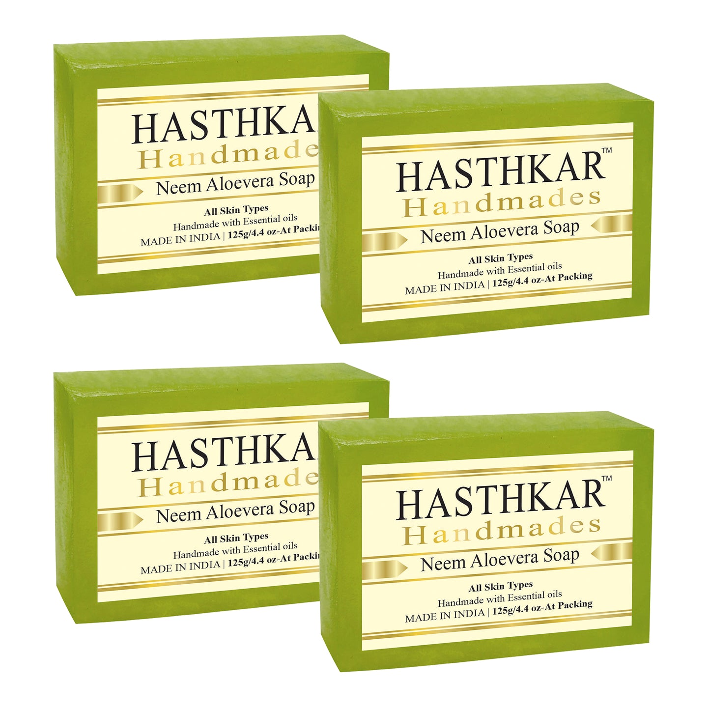 Hasthkar Handmades Glycerine Neem aloevera Soap 125gm Pack of 4