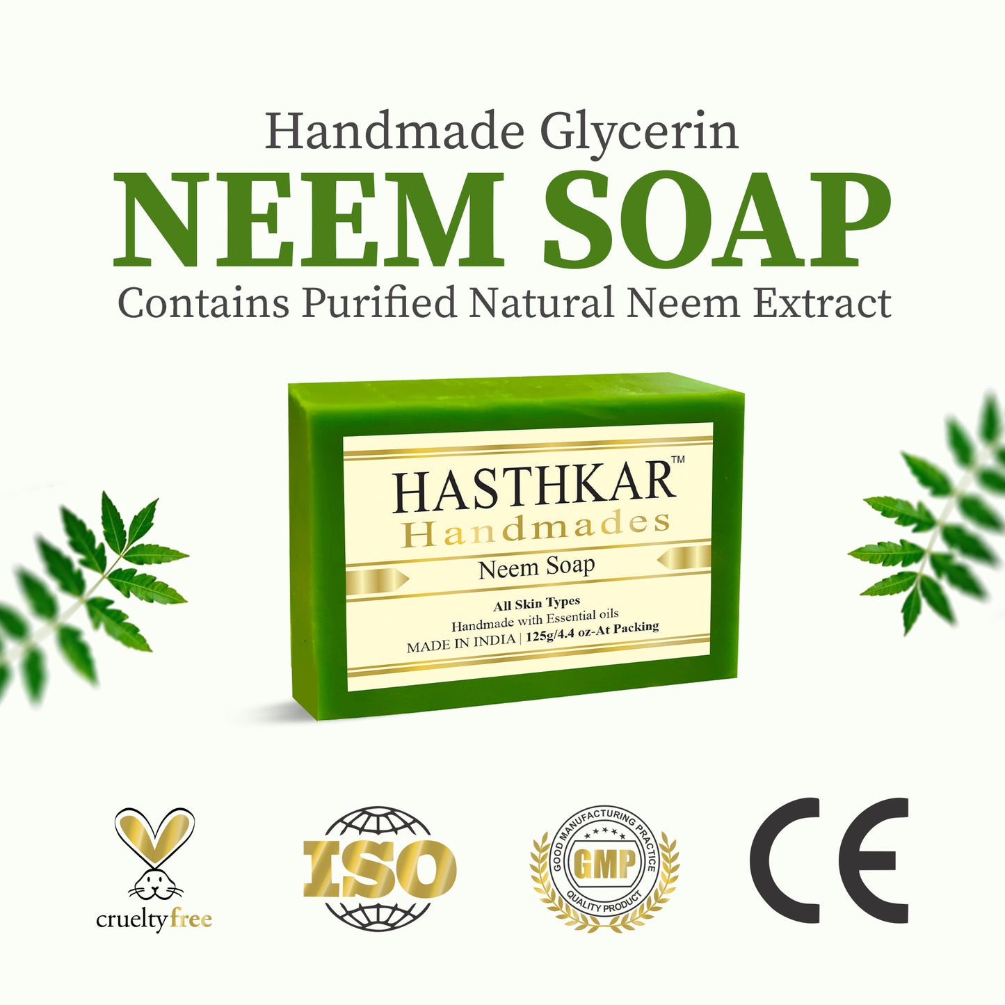 Hasthkar Handmades Glycerine Neem Soap 125gm Pack of 4