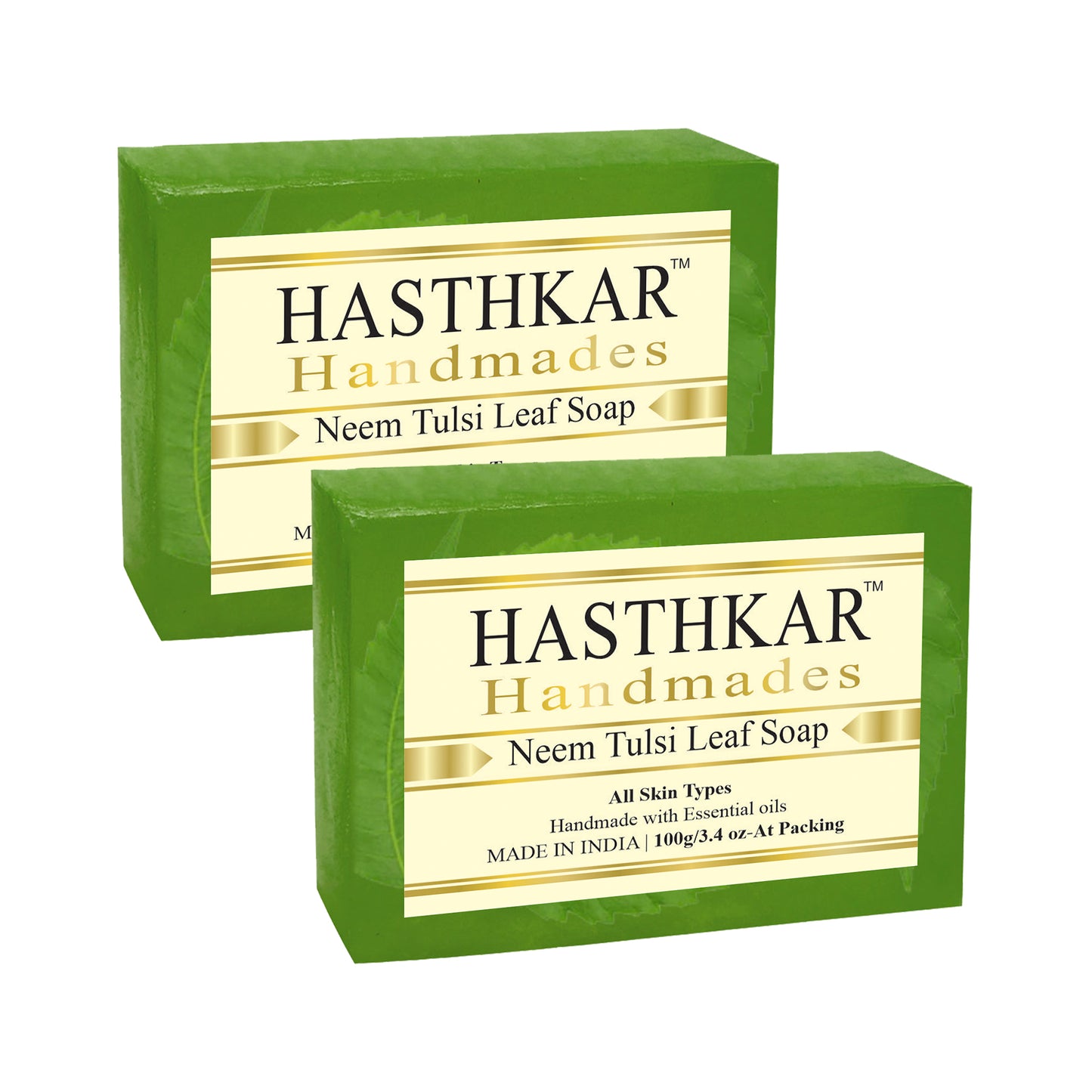 Hasthkar Handmades Glycerine Neem tulsi leaf Soap 100gm Pack of 2