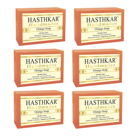 Hasthkar Handmades Glycerine Orange Soap 125gm Pack of 6