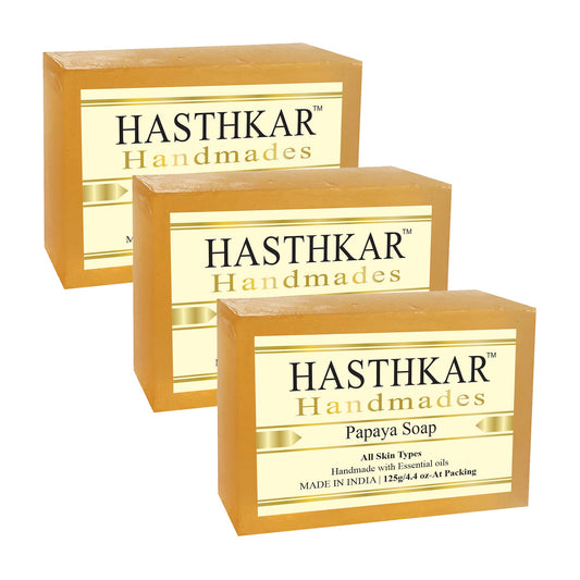 Hasthkar Handmades Glycerine Papaya Soap 125gm PACK OF 3