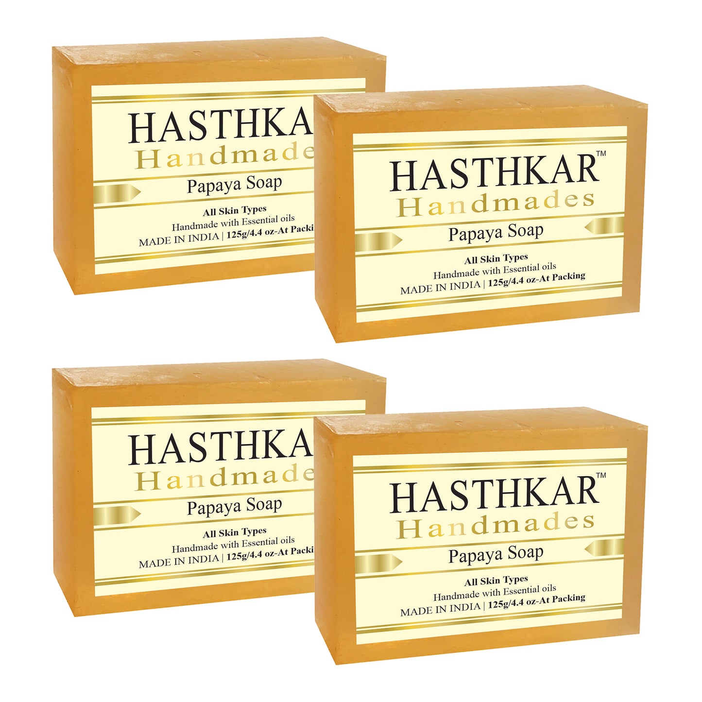 Hasthkar Handmades Glycerine Papaya Soap 125gm Pack of 4