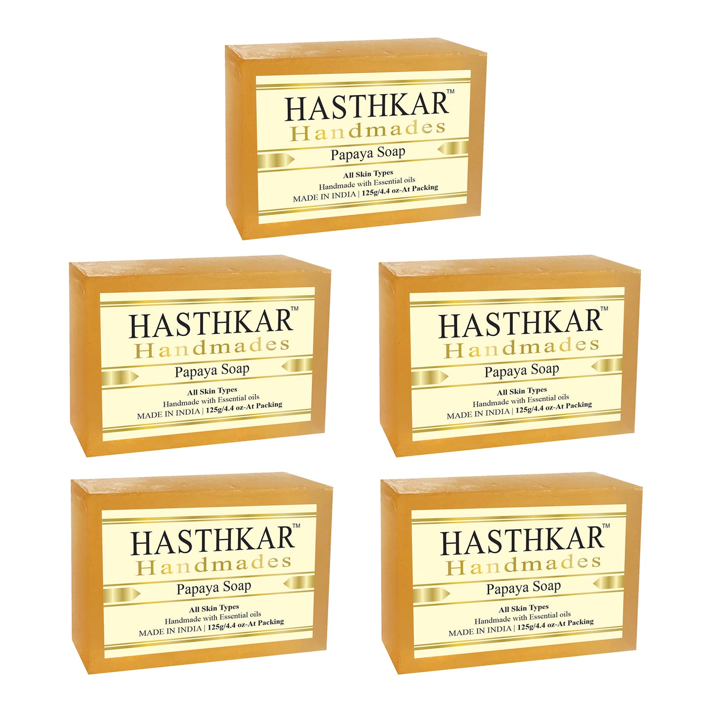 Hasthkar Handmades Glycerine Papaya Soap 125gm Pack of 5