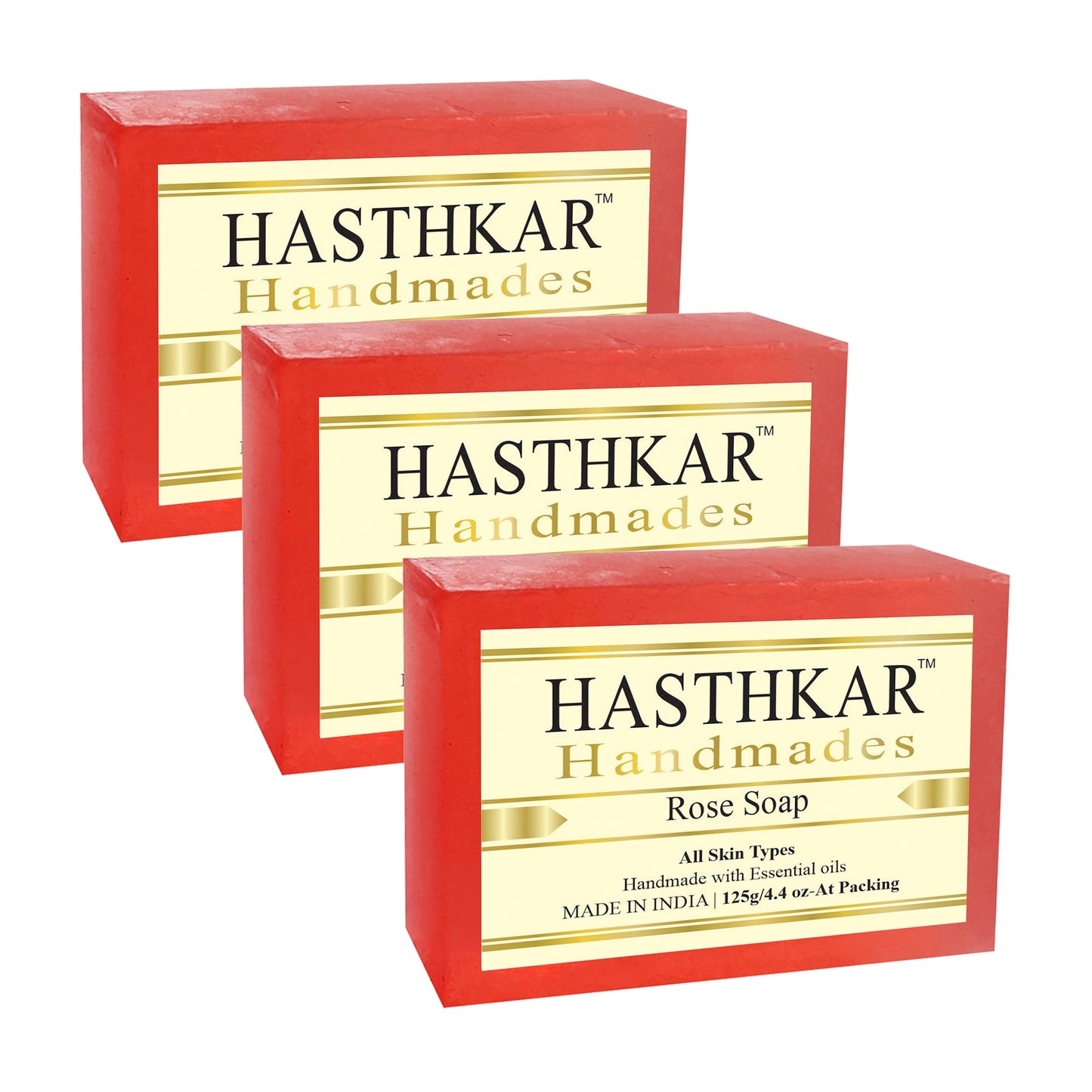 Hasthkar Handmades Glycerine Rose Soap 125gm PACK OF 3
