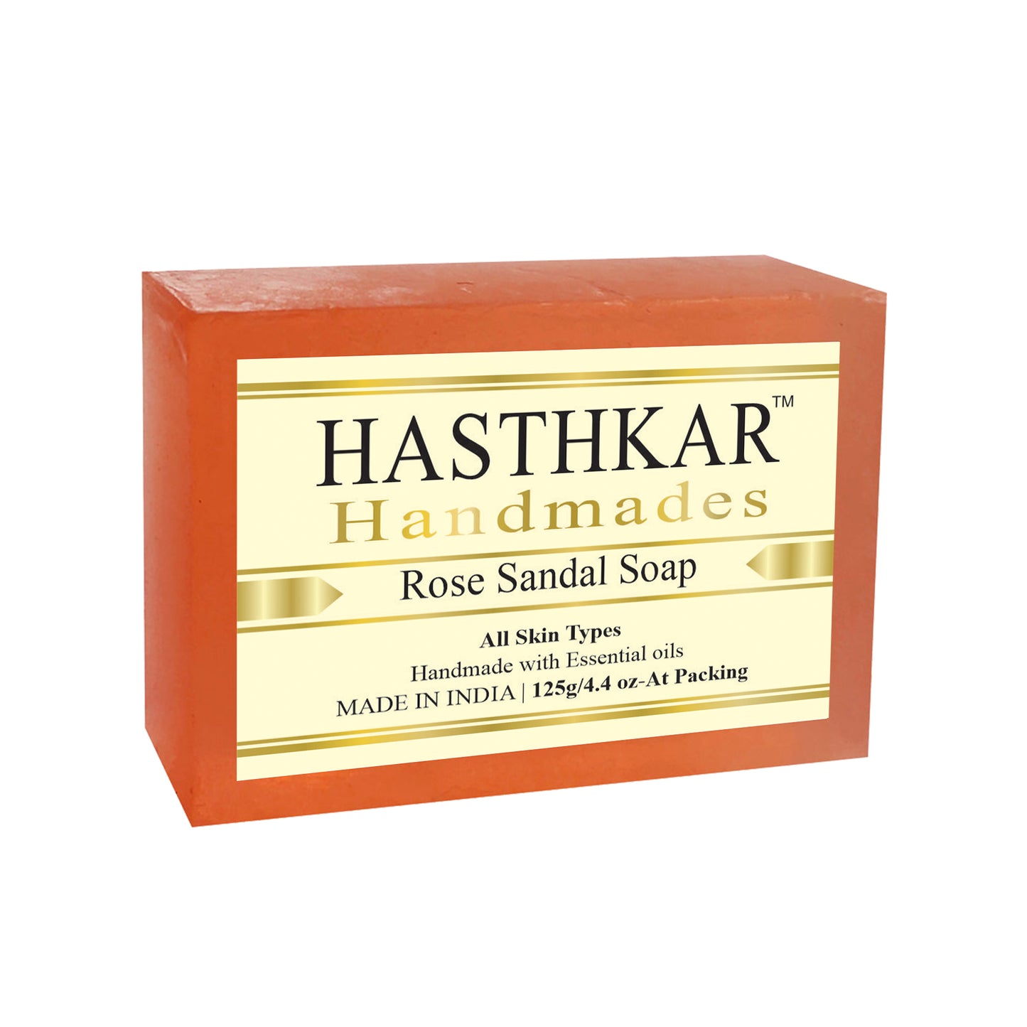 Hasthkar Handmades Glycerine Rose sandal Soap 125gm Pack of 5