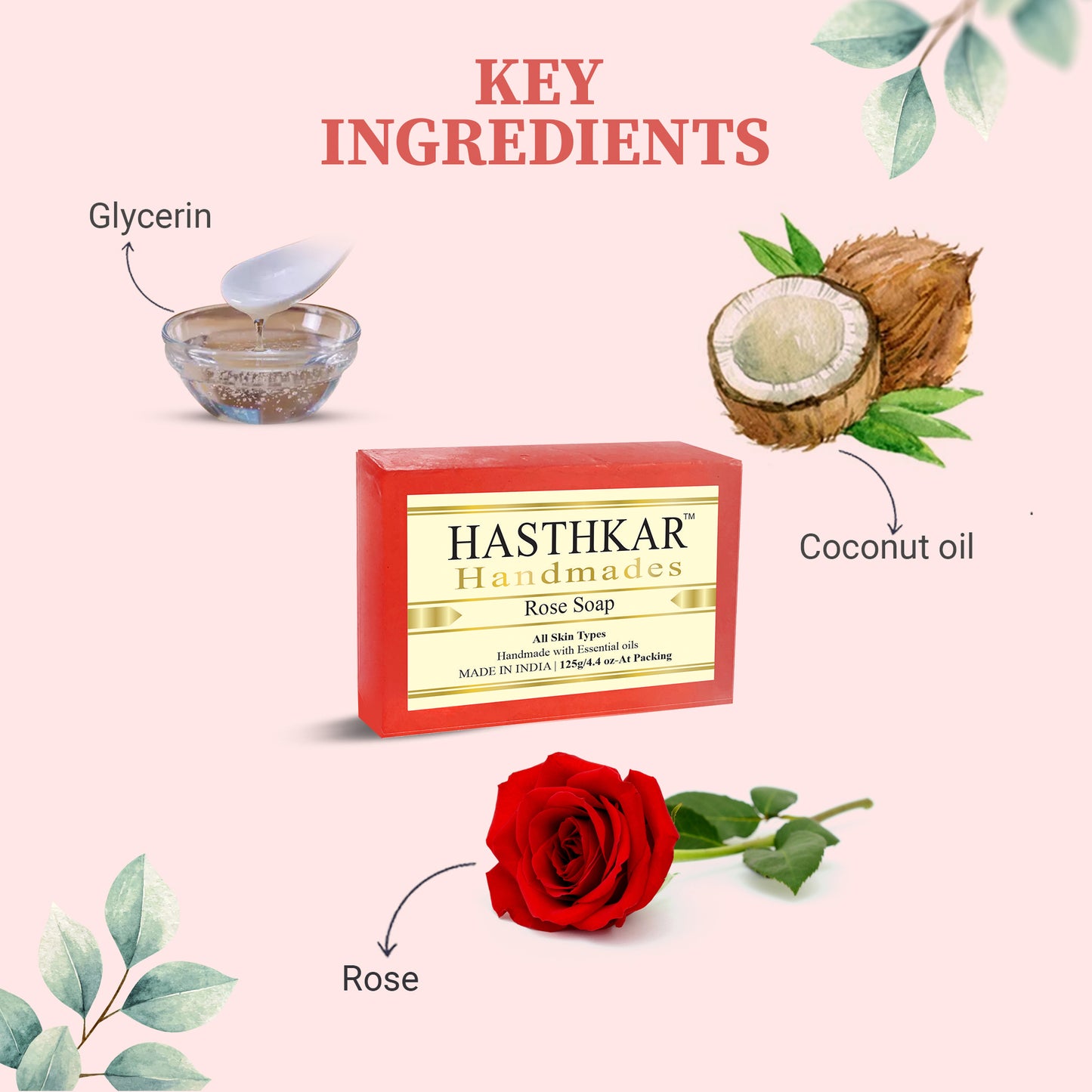 Hasthkar Handmades Glycerine Rose Soap 125gm Pack of 2