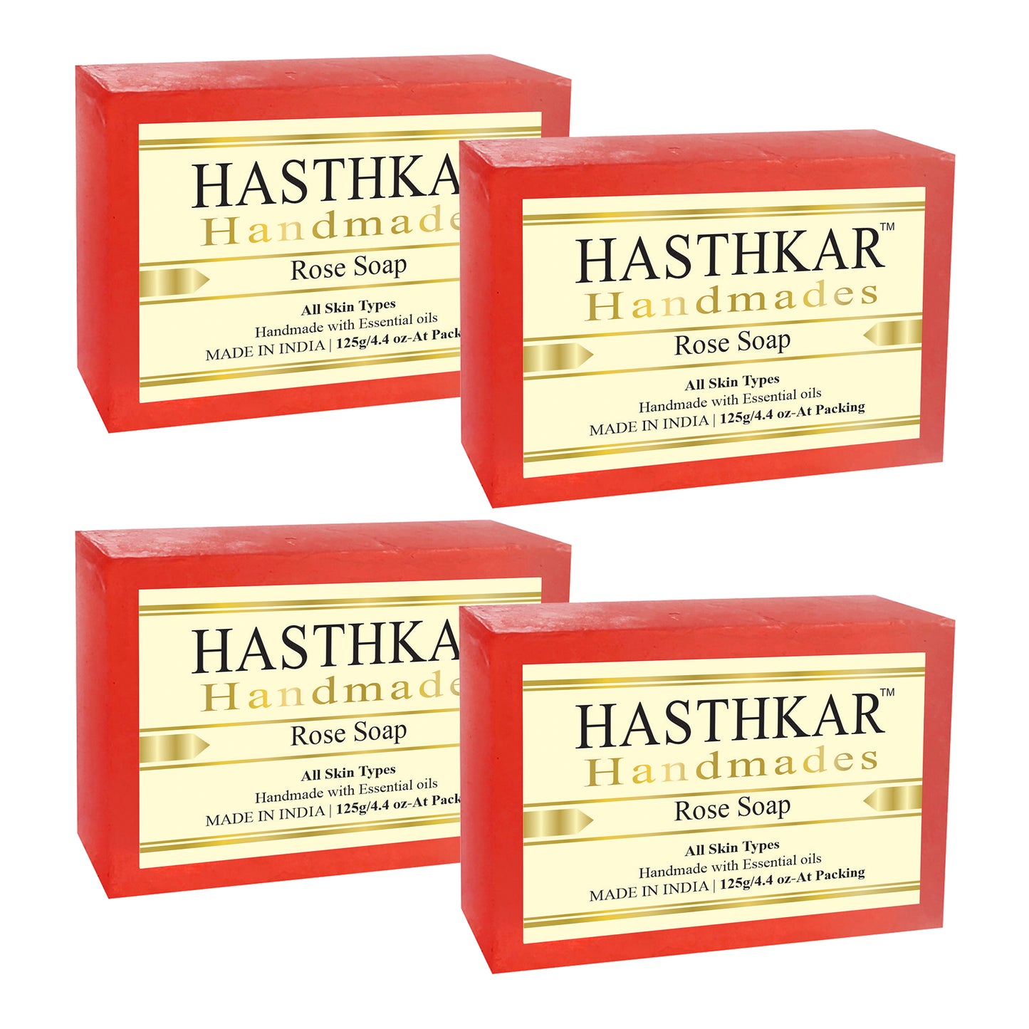Hasthkar Handmades Glycerine Rose Soap 125gm Pack of 4