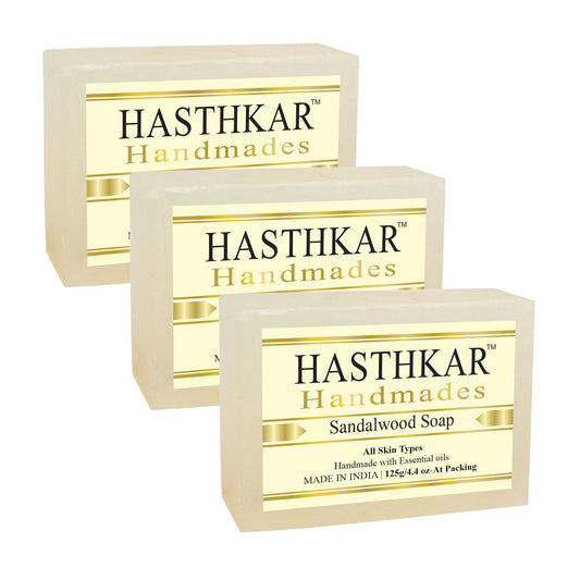 Hasthkar Handmades Glycerine Sandalwood Soap 125gm PACK OF 3