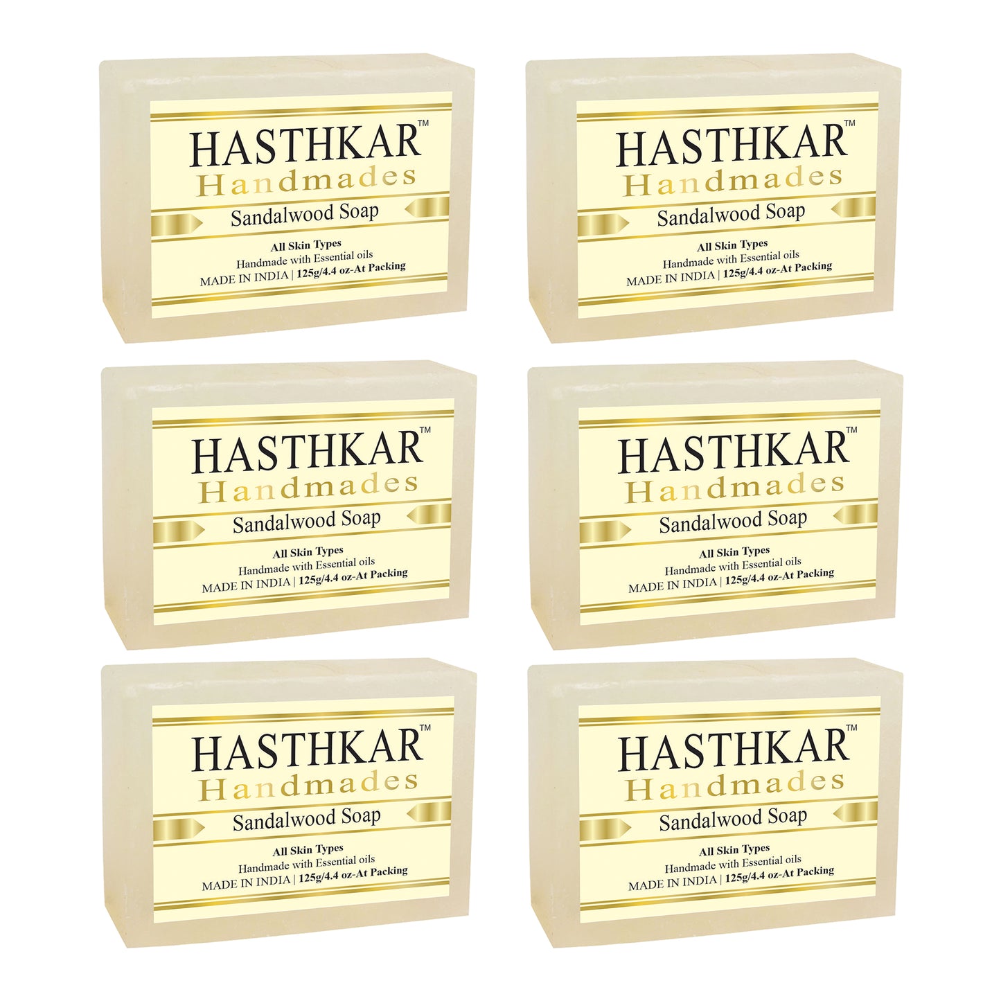 Hasthkar Handmades Glycerine Sandalwood Soap 125gm Pack of 6