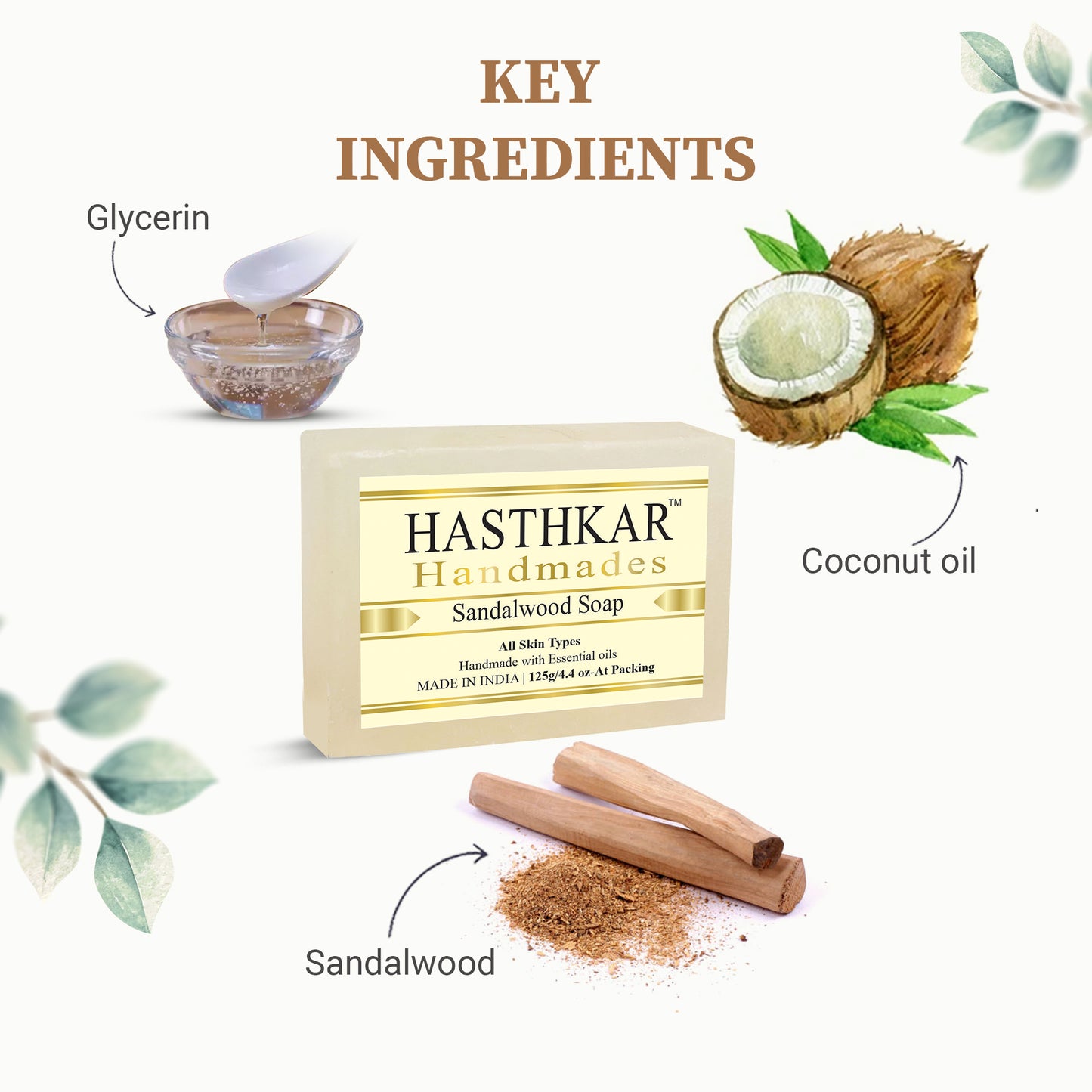 Glycerin Sandalwood Soap 125gm Pack of 6