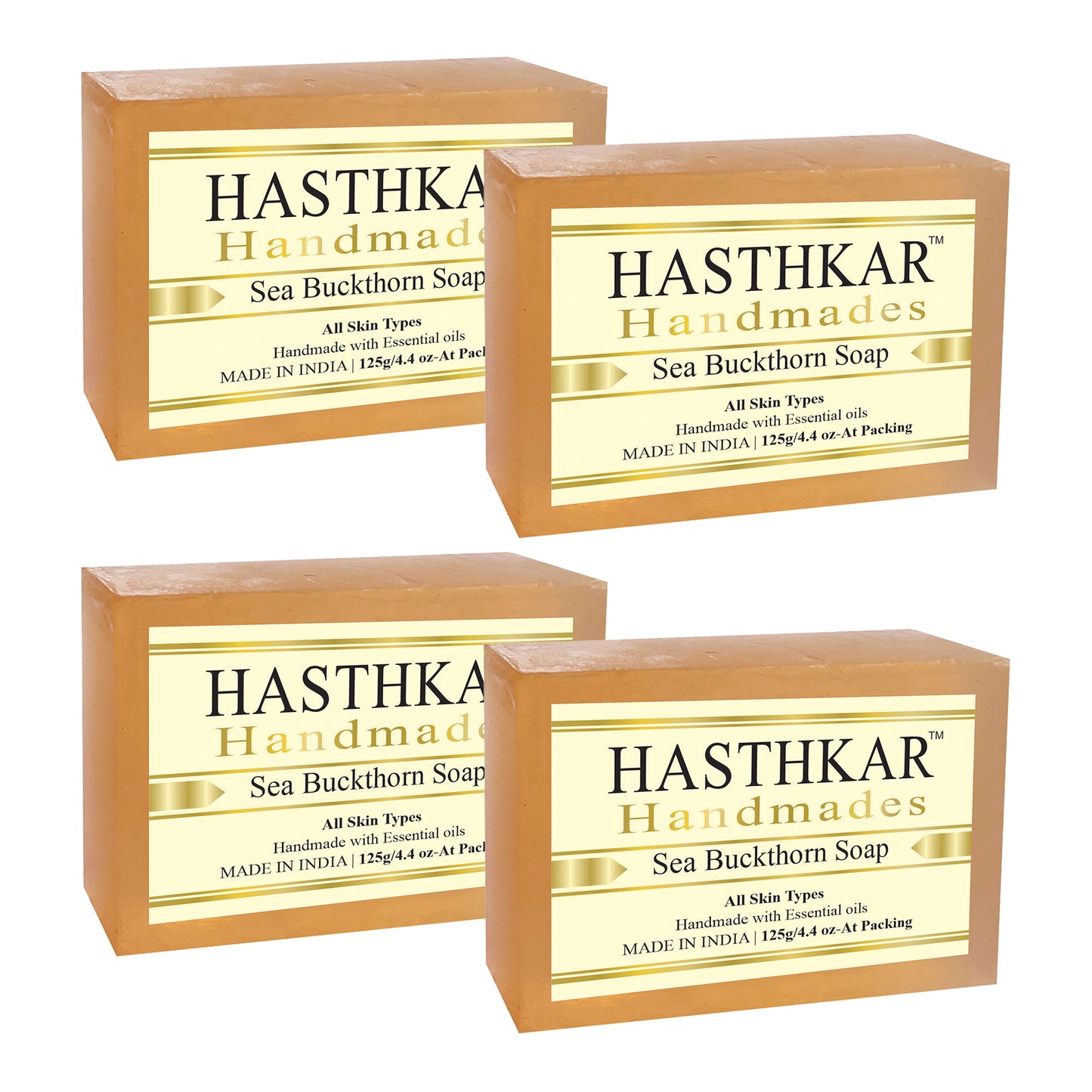 Hasthkar Handmades Glycerine Sea buckthorn Soap 125gm Pack of 4