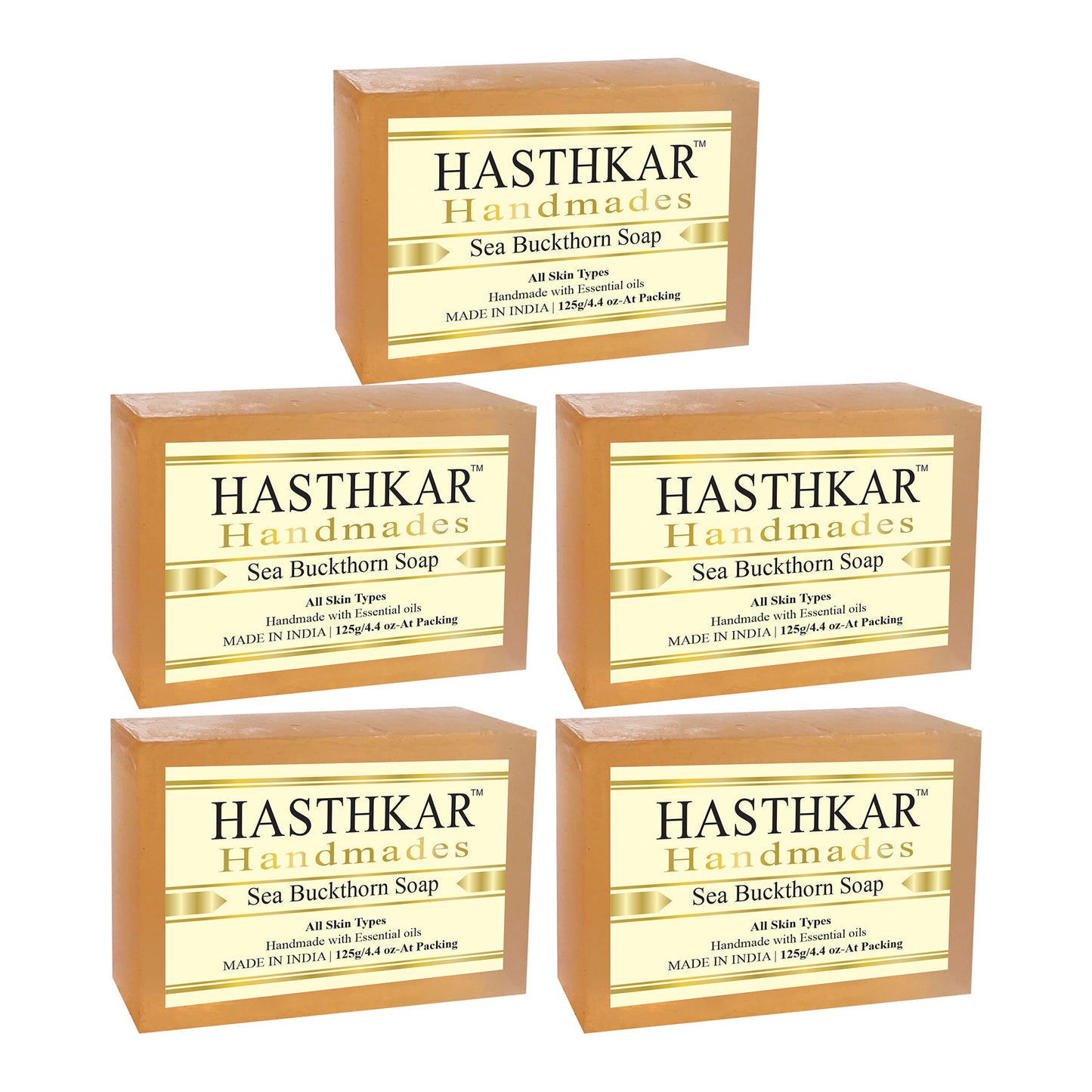 Hasthkar Handmades Glycerine Sea buckthorn Soap 125gm Pack of 5