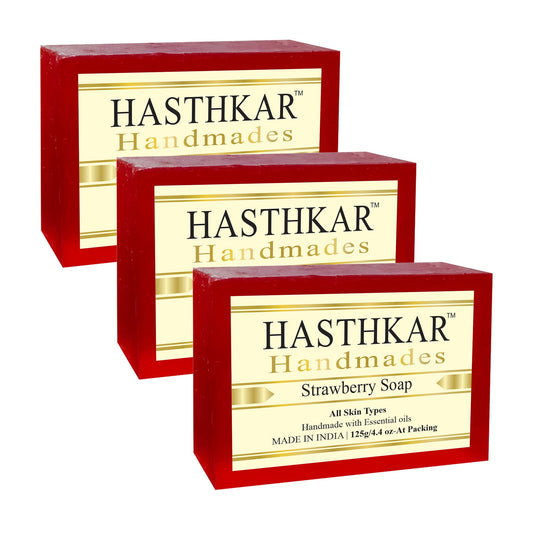 Hasthkar Handmades Glycerine Strawberry Soap 125gm PACK OF 3