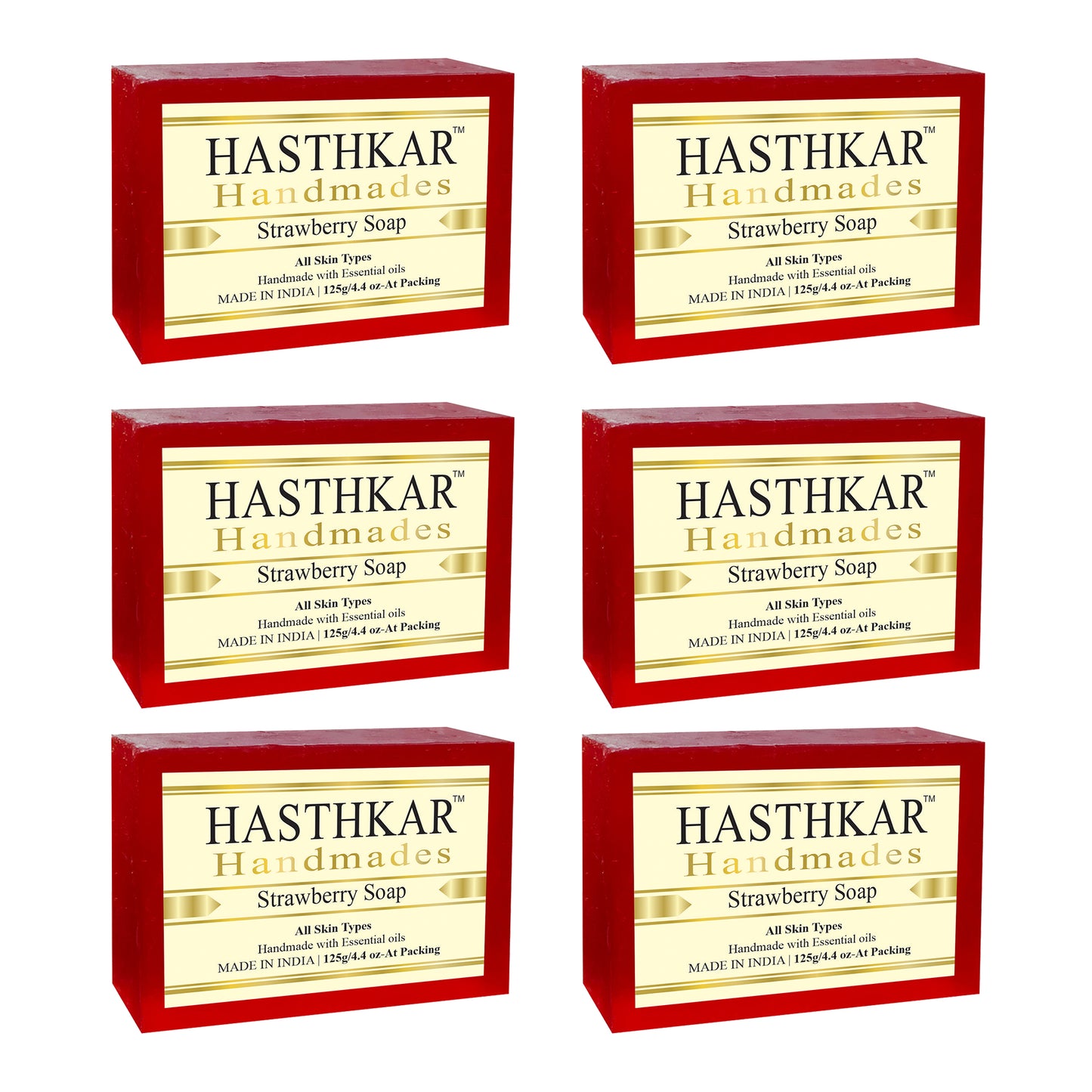 Hasthkar Handmades Glycerine Strawberry Soap 125gm Pack of 6