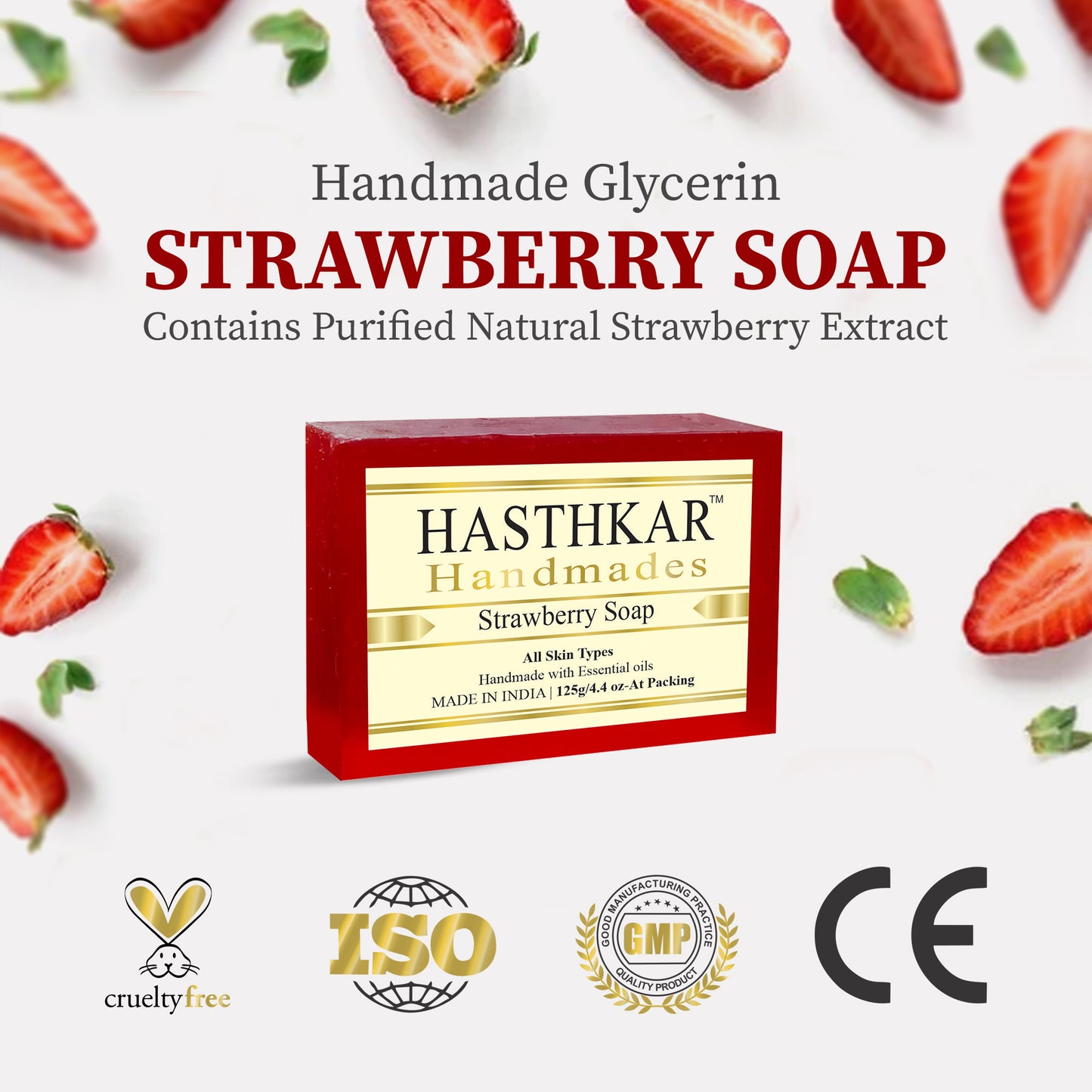 Hasthkar Handmades Glycerine Strawberry Soap 125gm Pack of 2